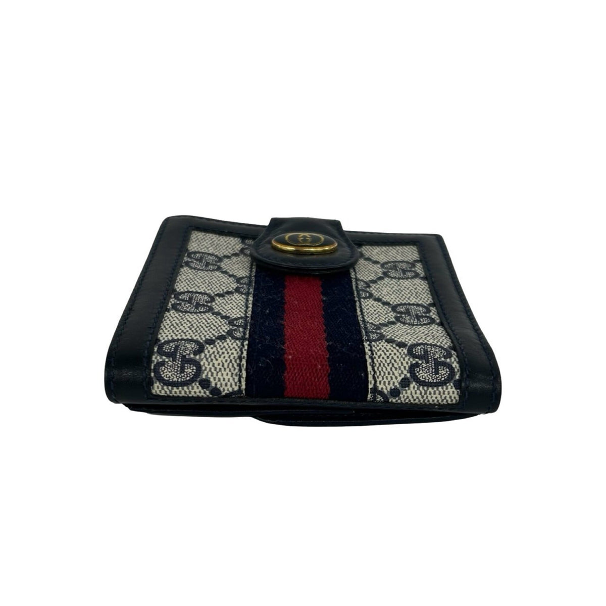 Gucci Navy Red Color Pvc Leather Wallet (Bi-Fold) (Pre-Owned)