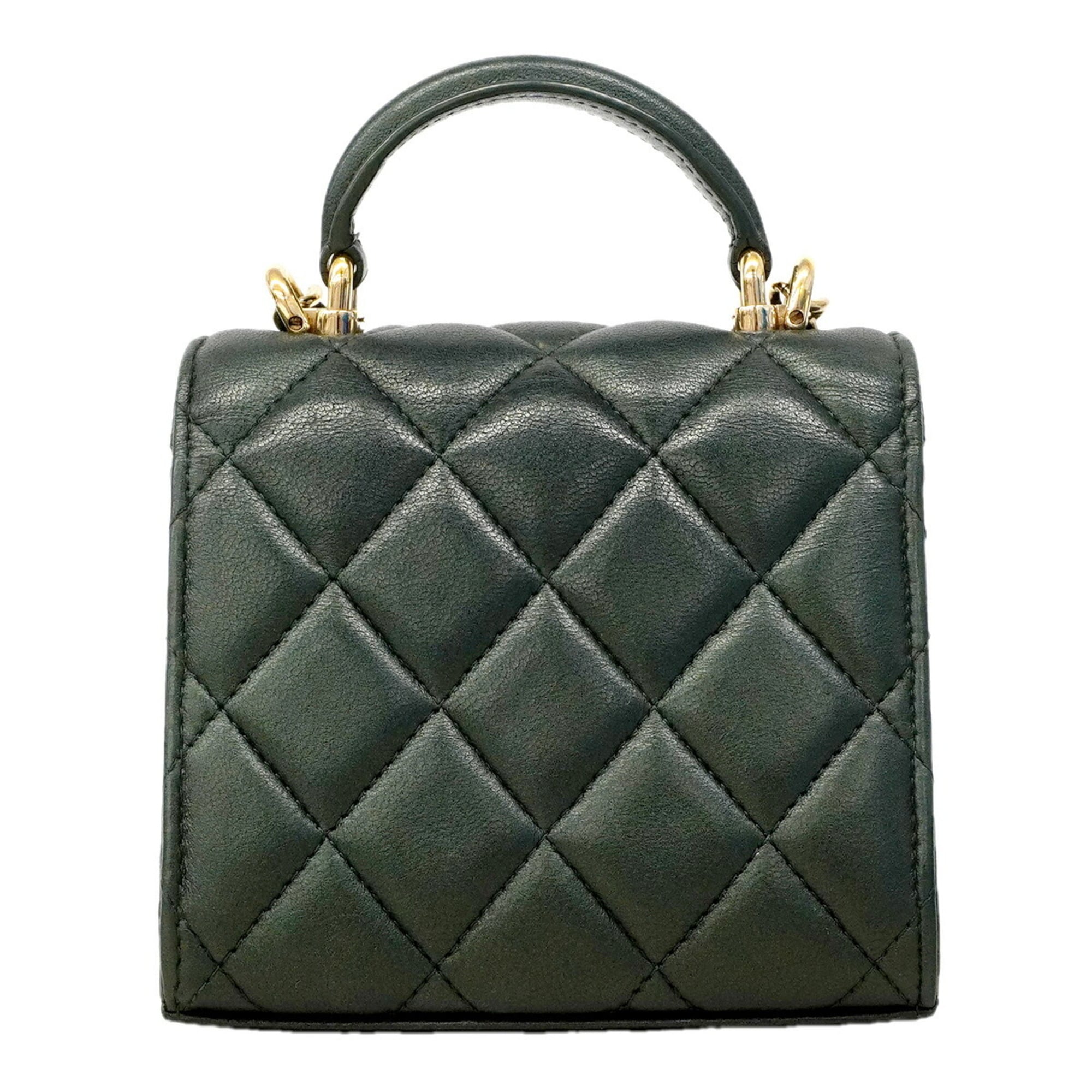 Chanel Dark Green Leather Handbag (Pre-Owned)