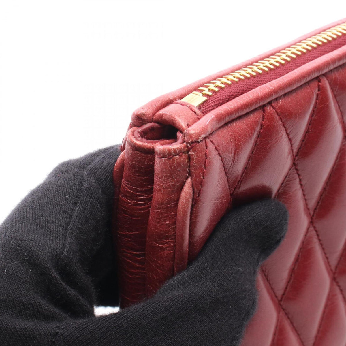 Miu Miu Matelasse Red Color Leather Clutch Bag Handbag (Pre-Owned)