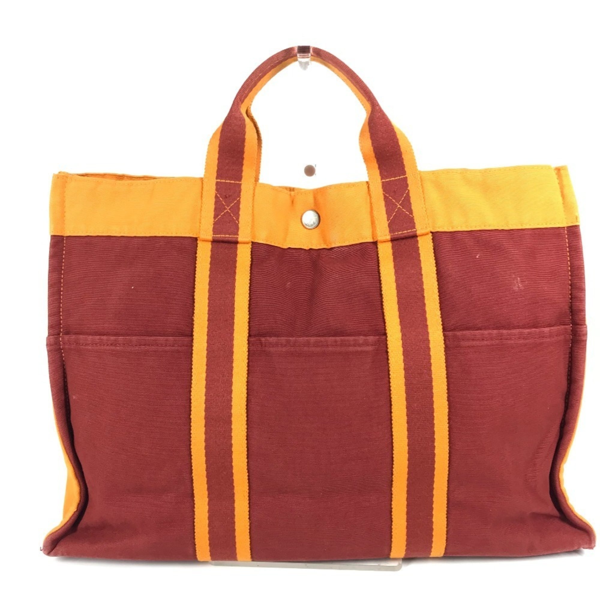 Hermes Orange Red Color Cotton Handbag Tote Bag (Pre-Owned)