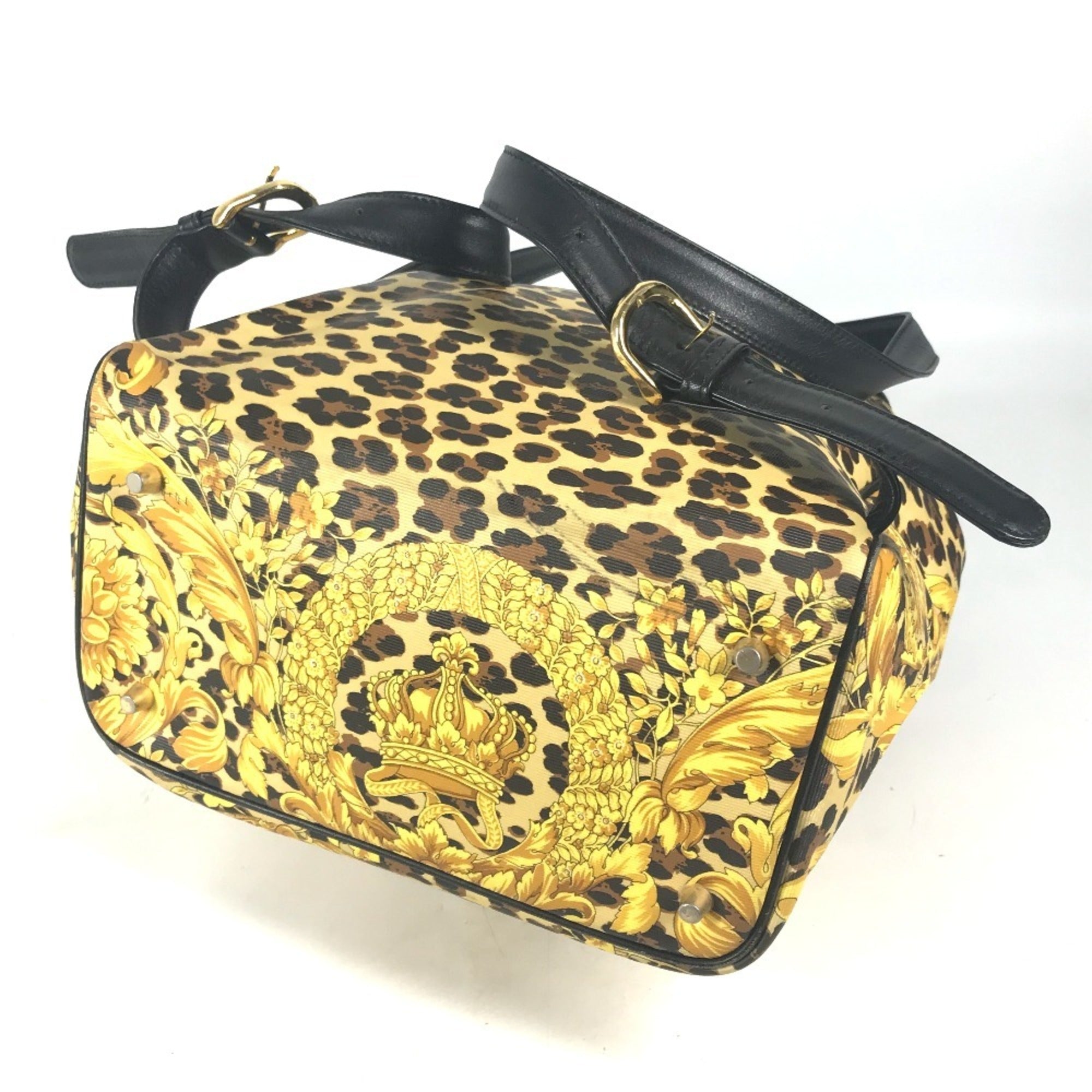 Versace Black Yellow Leather Pvc Backpack (Pre-Owned)