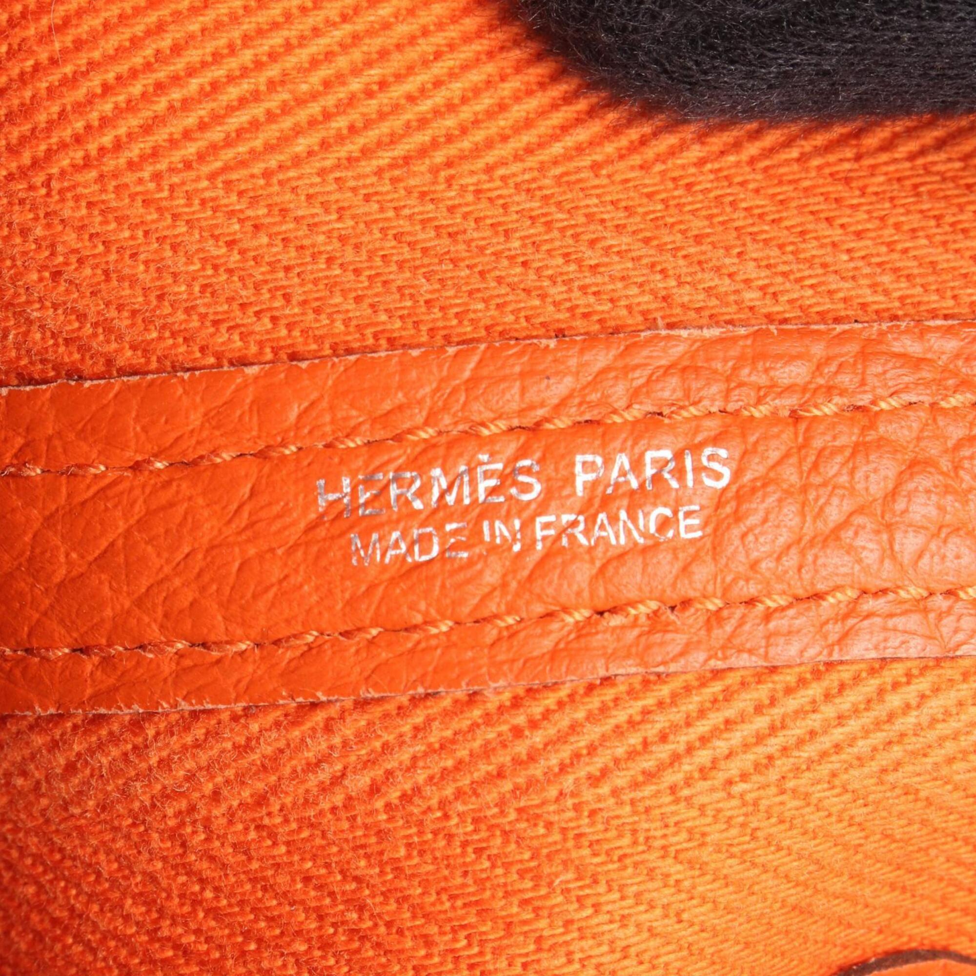 Hermes Feu Orange Toile Chevron Handbag Tote Bag (Pre-Owned)