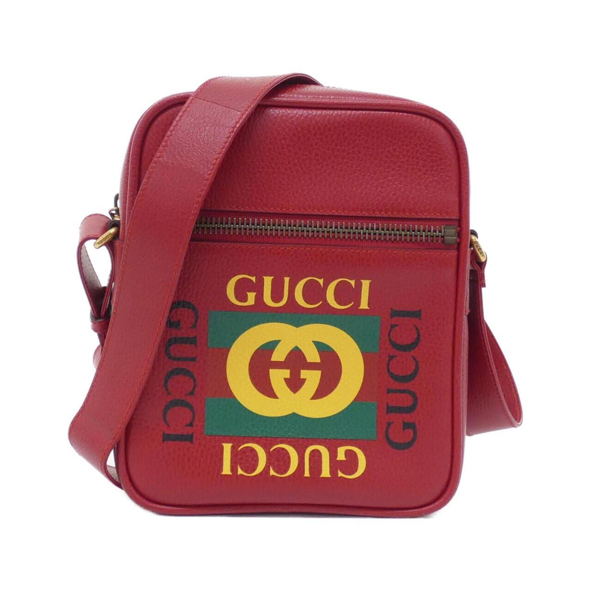 Gucci Red Color Leather Shoulder Bag (Pre-Owned)