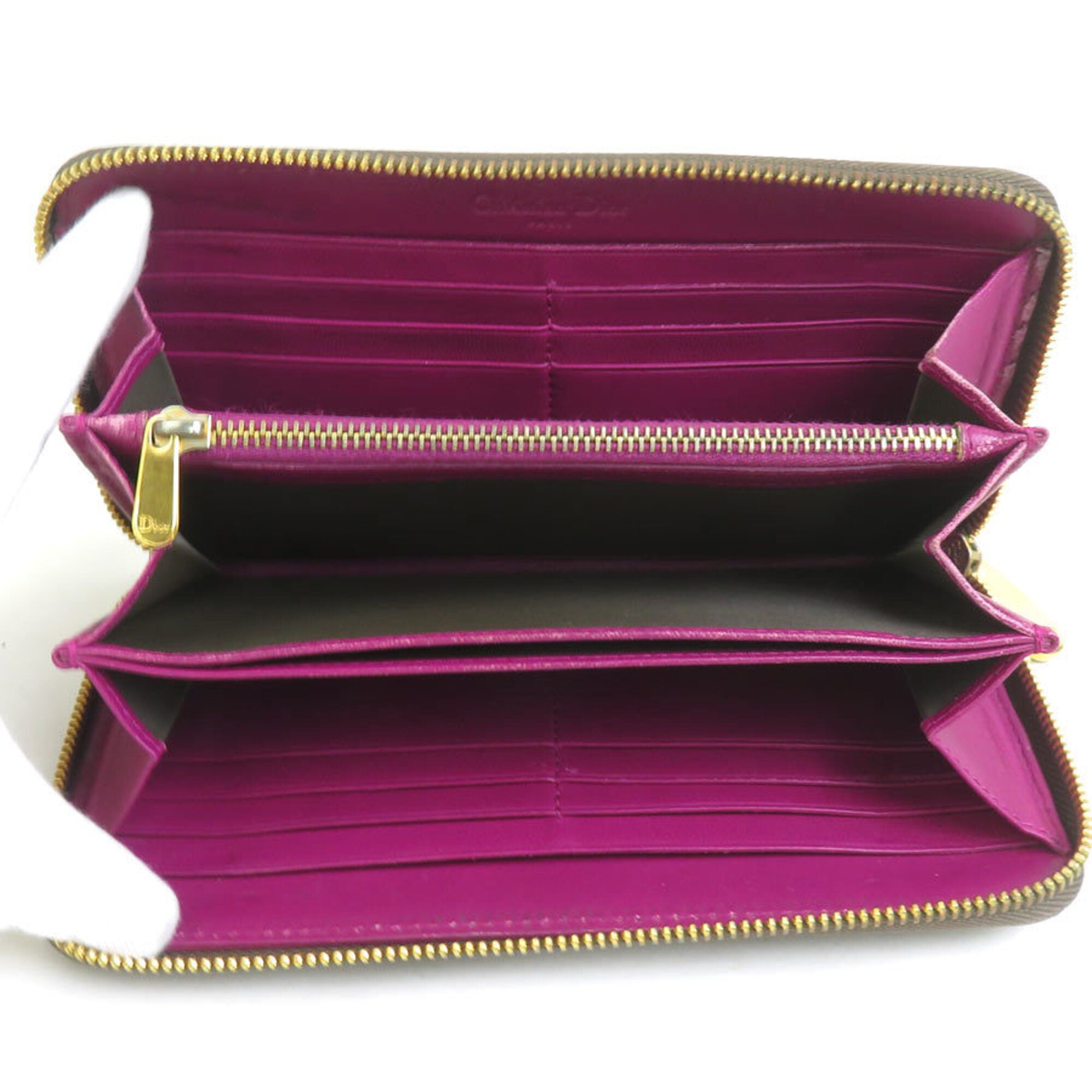 Christian Dior Khaki Patent Leather Long Wallet (Bi-Fold) (Pre-Owned)