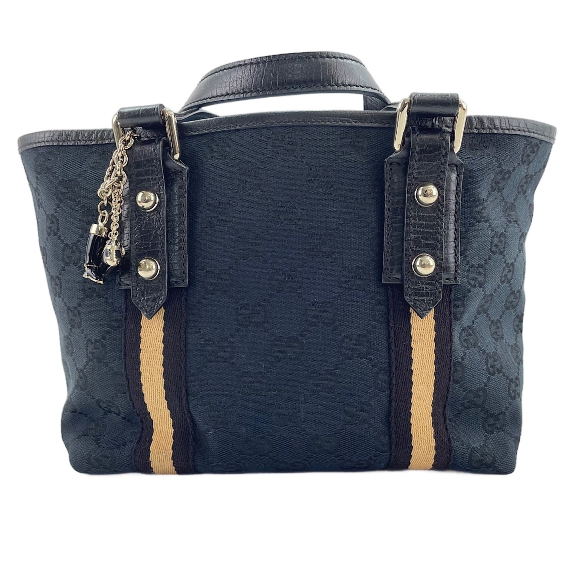 Gucci Sherry Line Black Handbag (Pre-Owned)