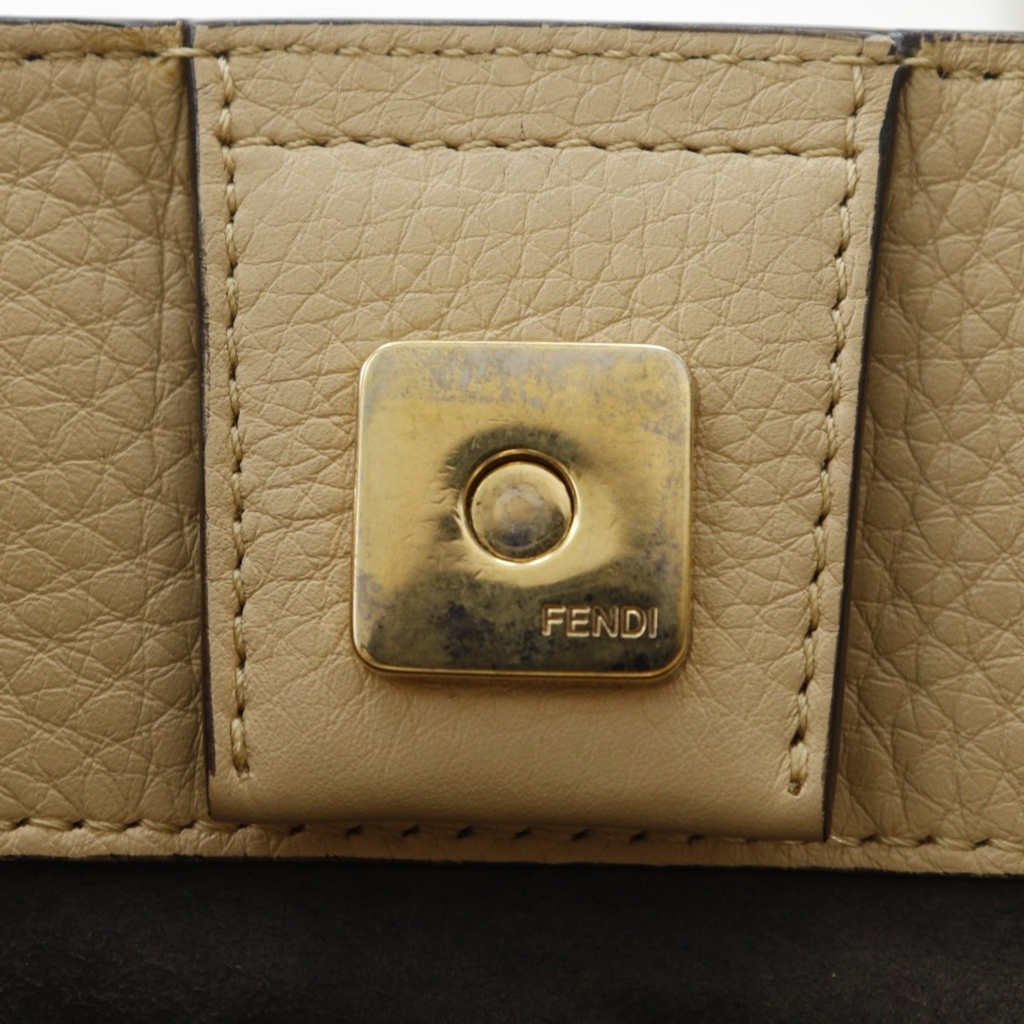 Fendi Beige Leather Handbag Tote Bag (Pre-Owned)