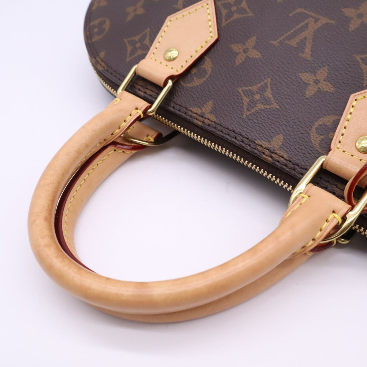 Louis Vuitton Beige Brown Coated Canvas Leather Handbag (Pre-Owned)