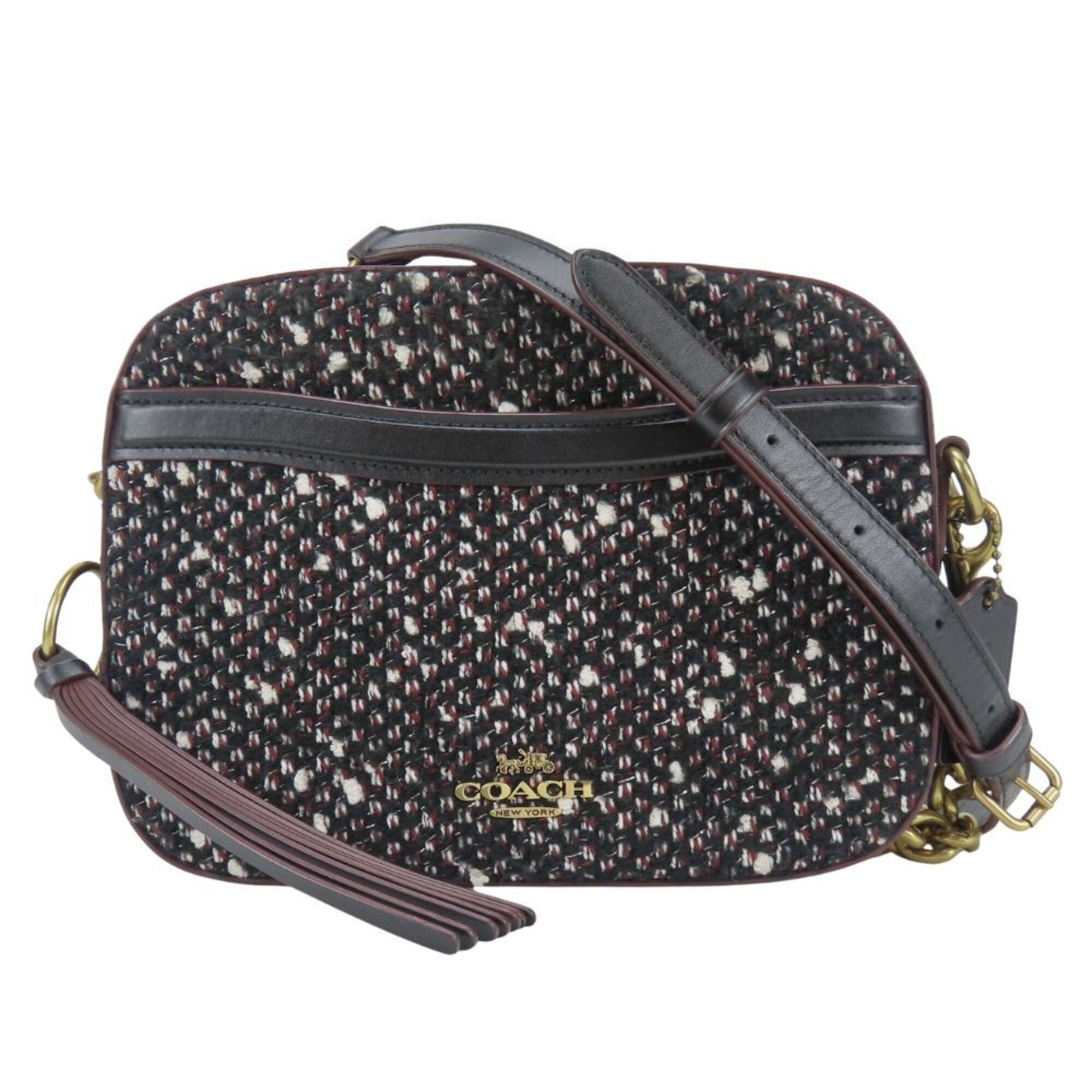 Coach Black Bordeaux Leather Tweed Shoulder Bag (Pre-Owned)
