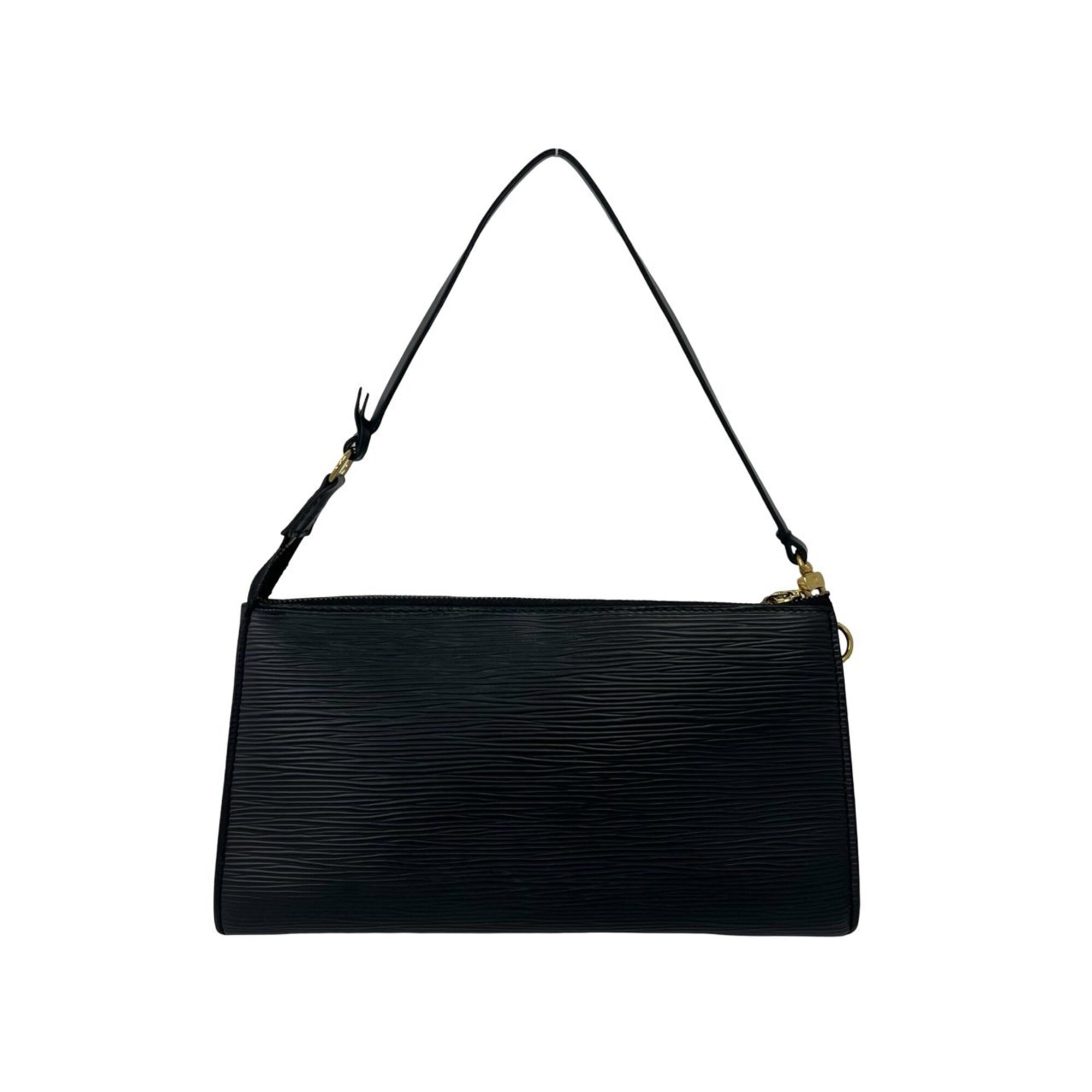 Louis Vuitton Black Leather Handbag Pochette Pouch (Pre-Owned)