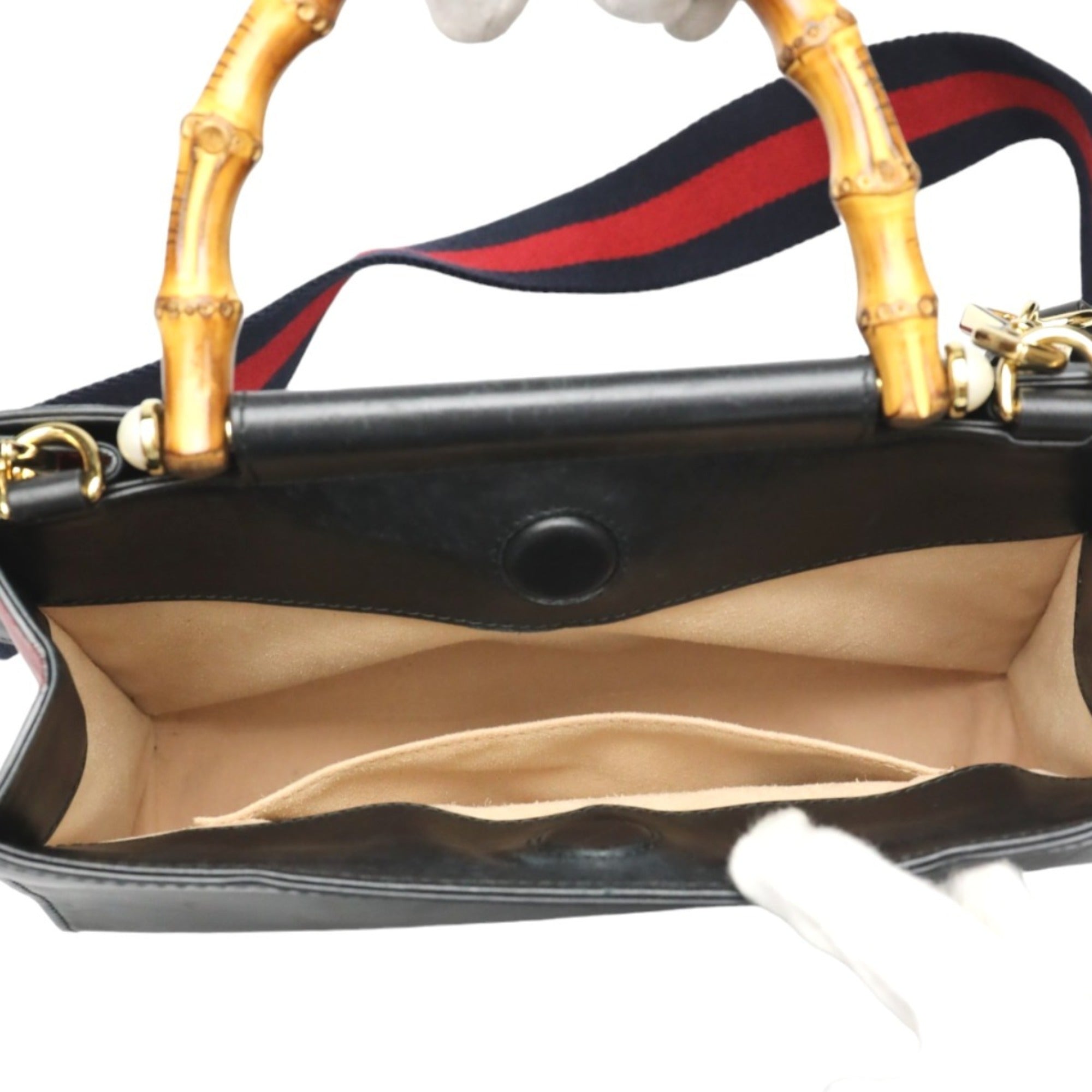 Gucci Bamboo Black Leather Handbag (Pre-Owned)