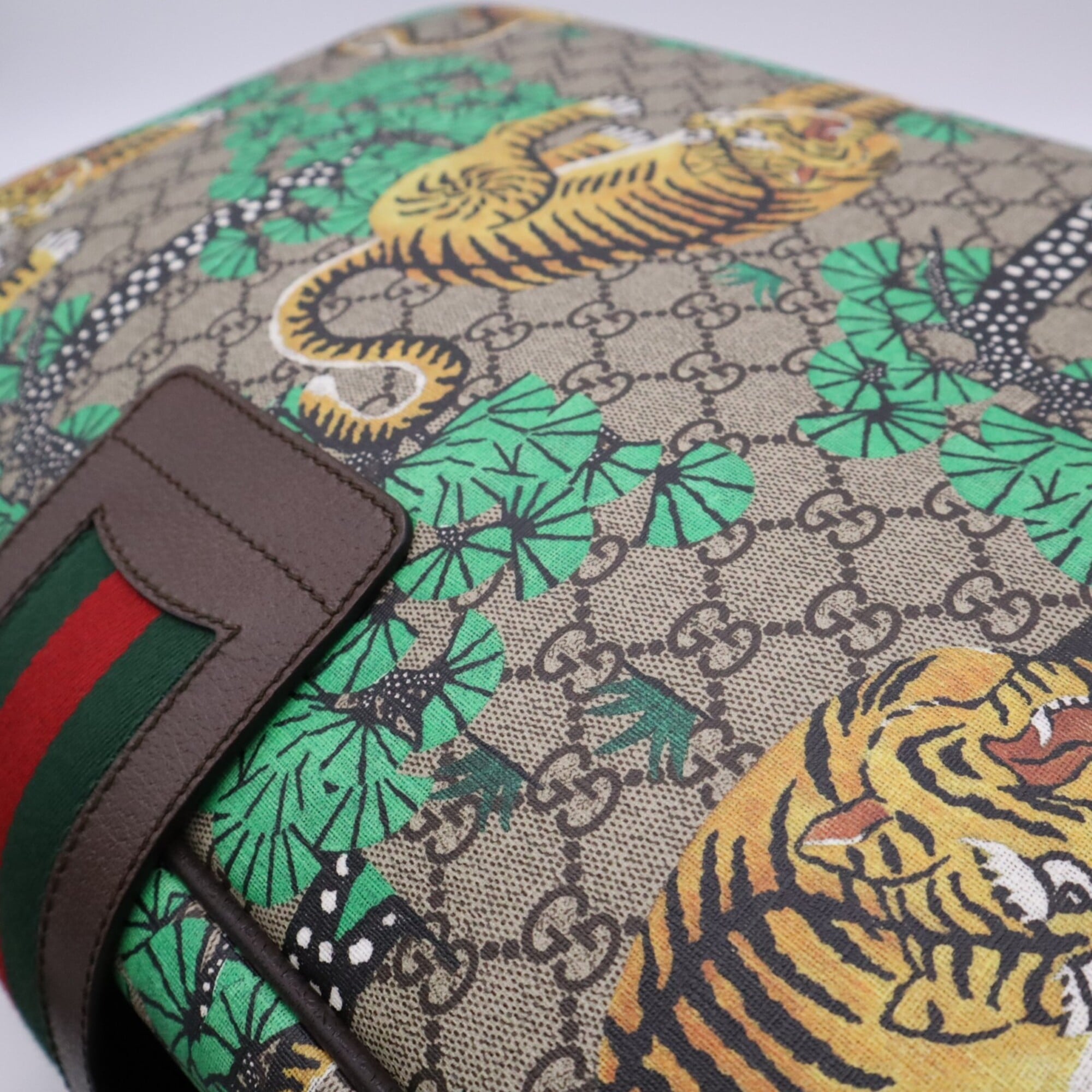 Gucci Sherry Line Beige Multi-Color Coated Canvas Leather Boston Bag (Pre-Owned)