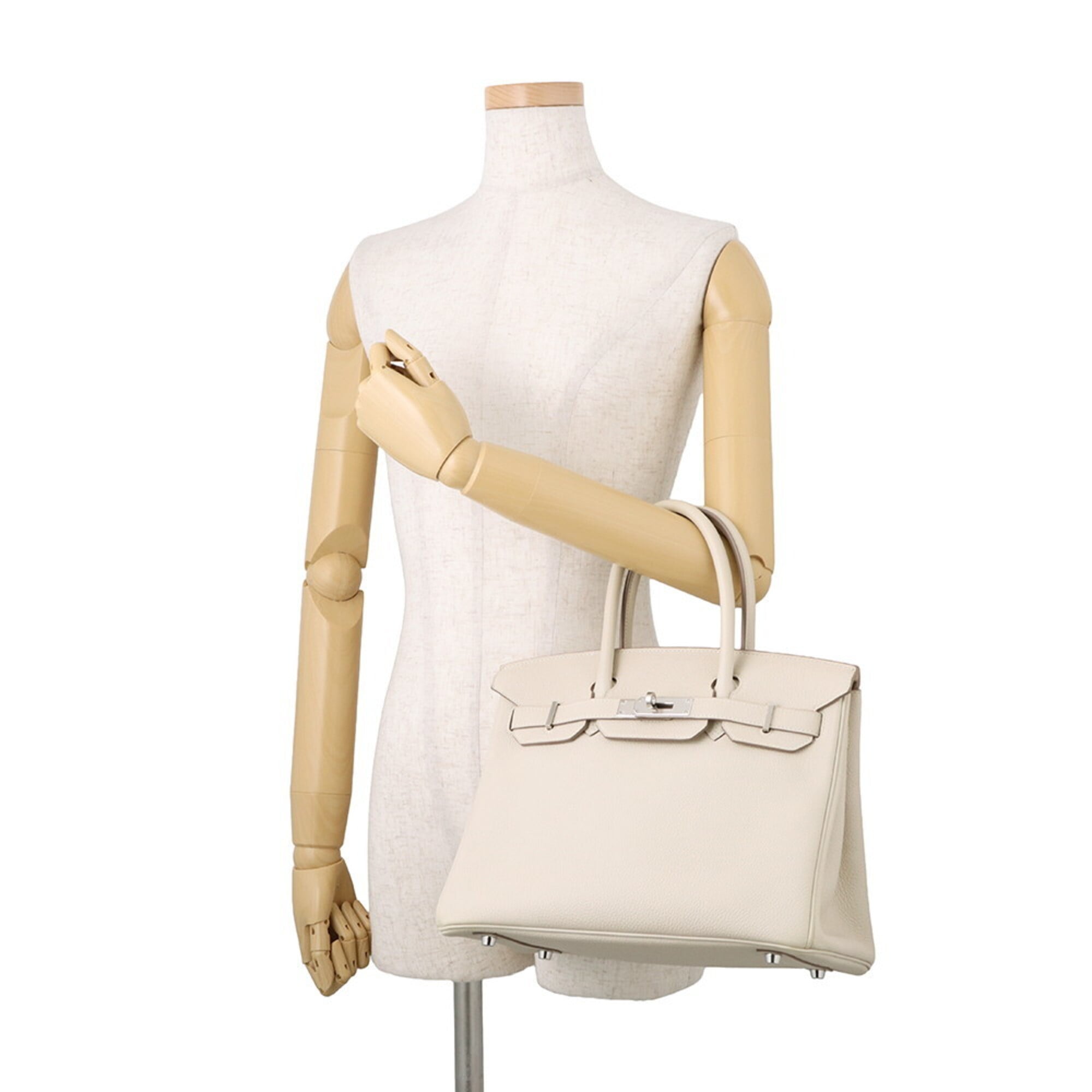 Hermes Birkin Silver Togo Leather Handbag (Pre-Owned)