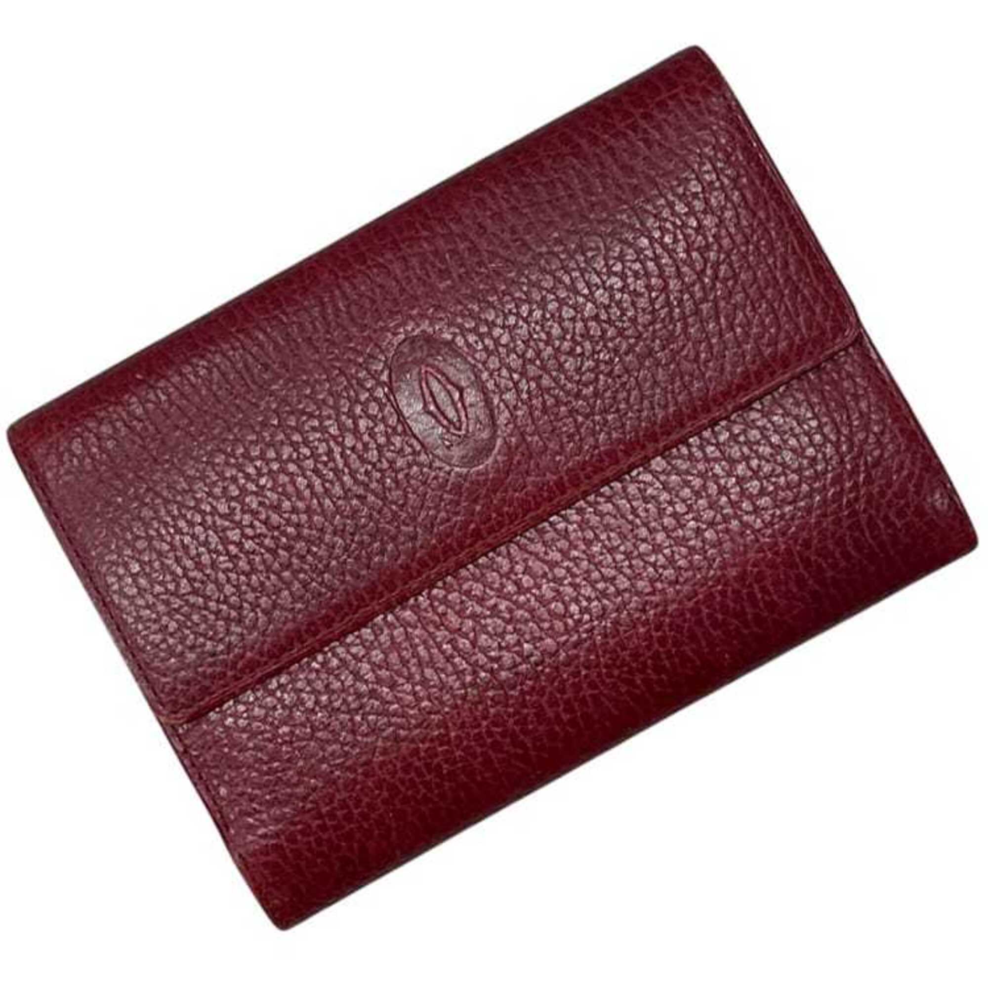 Cartier Bordeaux Leather Wallet (Tri-Fold) (Pre-Owned)