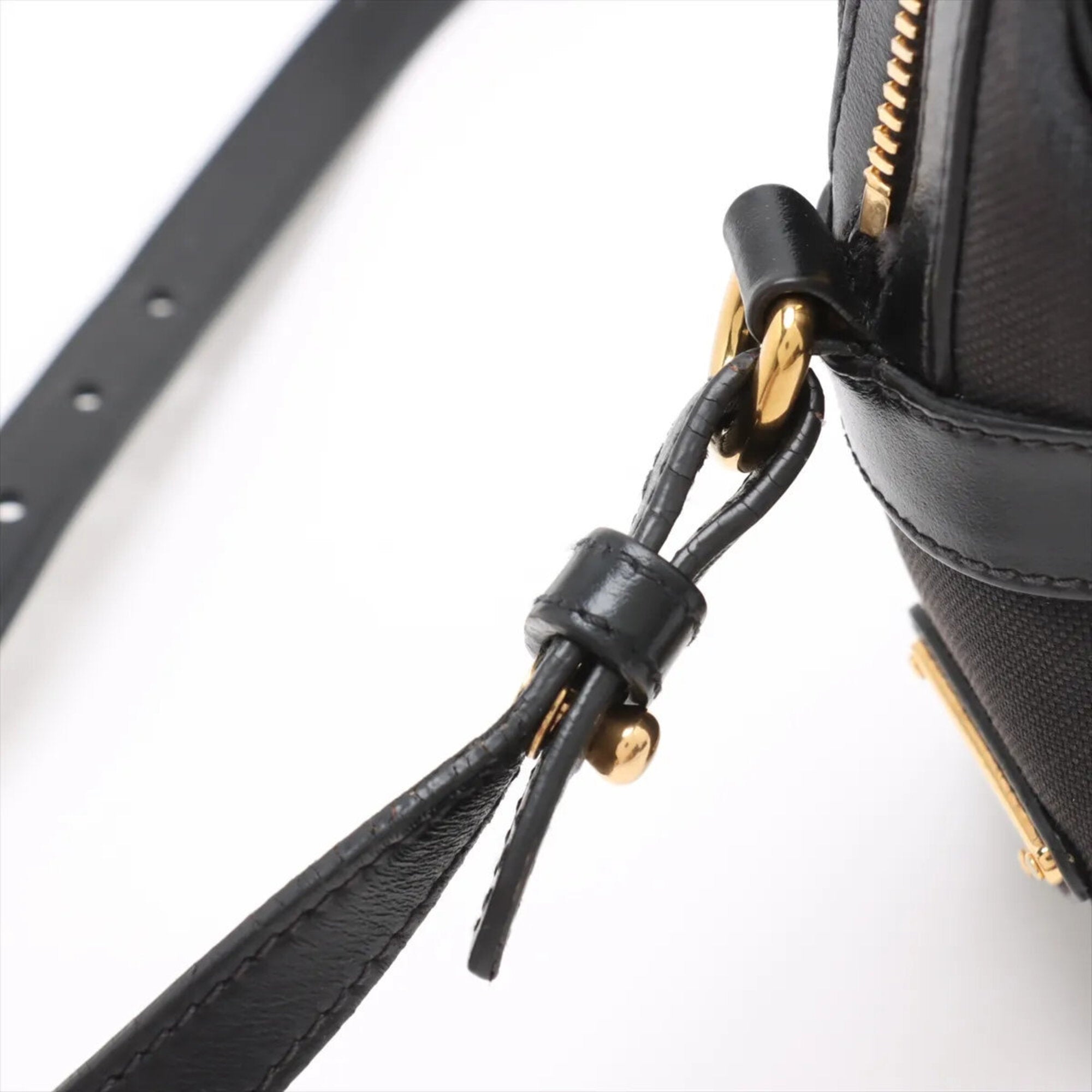 Prada Black Leather Canvas Shoulder Bag (Pre-Owned)