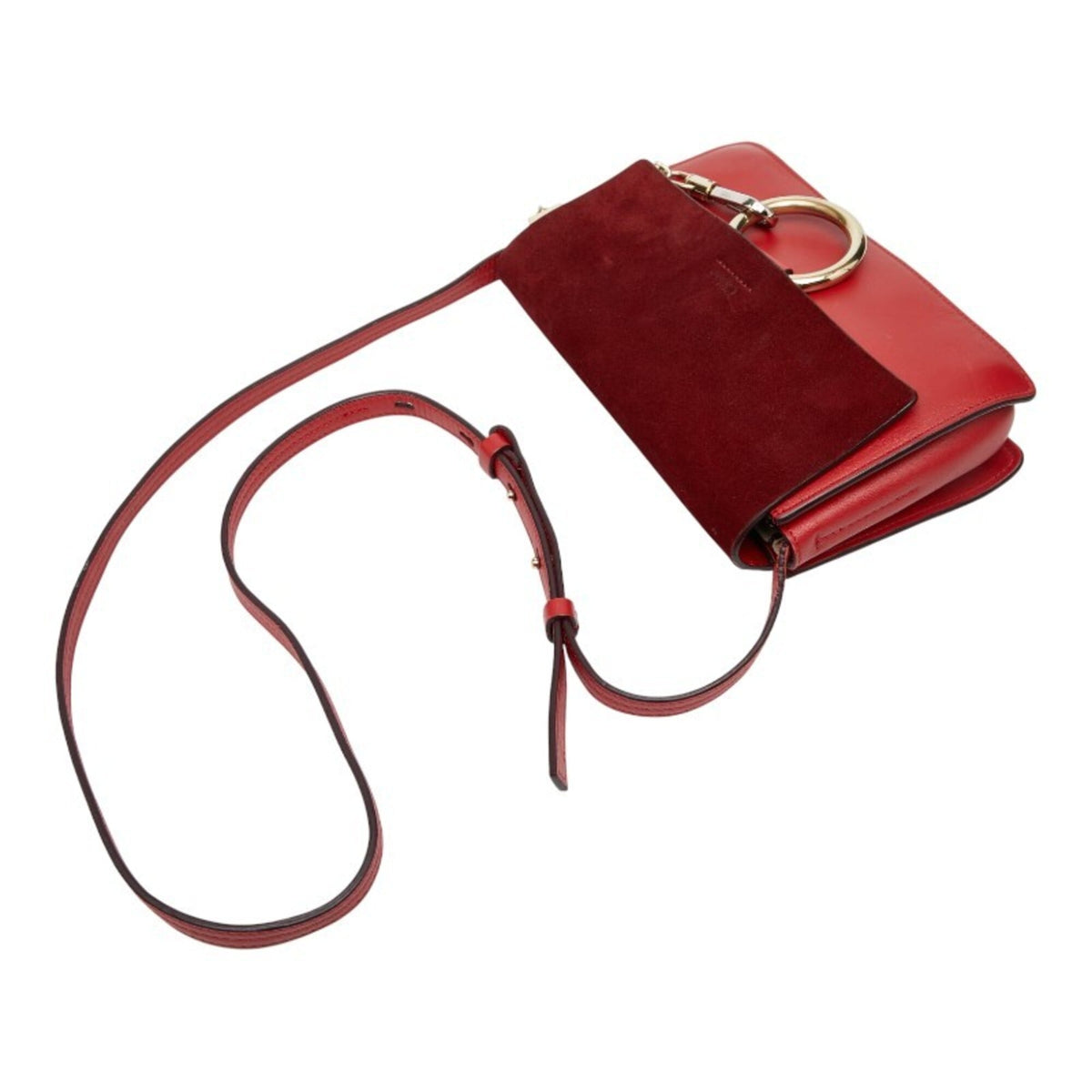 Chloé Red Color Leather Suede Shoulder Bag (Pre-Owned)