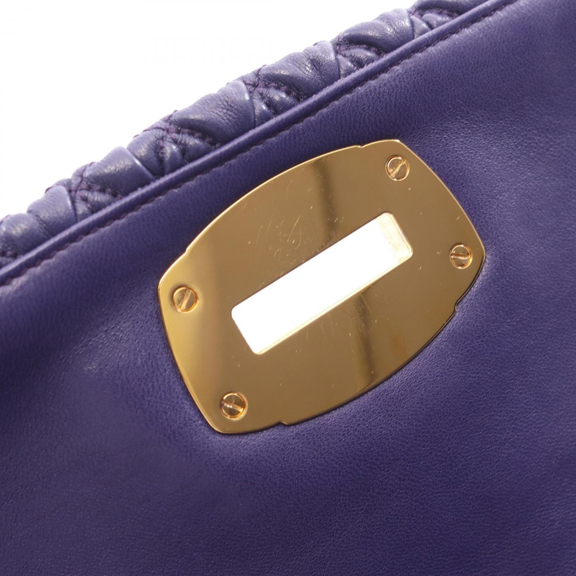 Miu Miu Matelasse Purple Leather Handbag Shoulder Bag (Pre-Owned)
