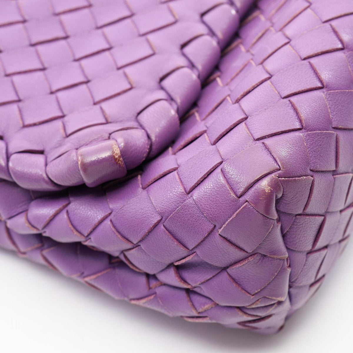 Bottega Veneta Intrecciato Purple Leather Shoulder Bag (Pre-Owned)
