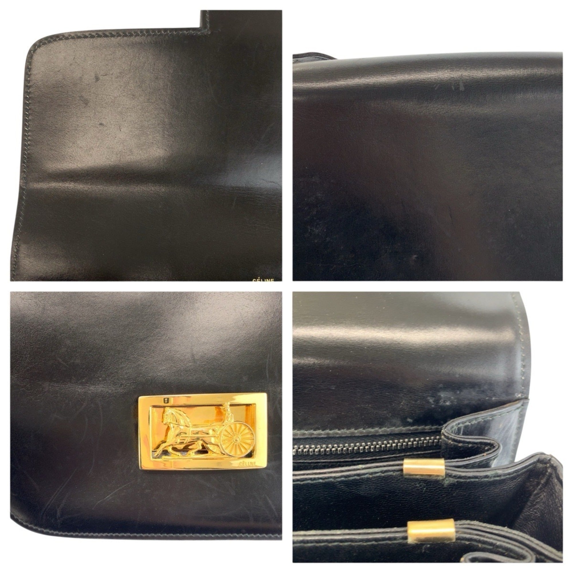 Celine Black Leather Handbag Shoulder Bag (Pre-Owned)