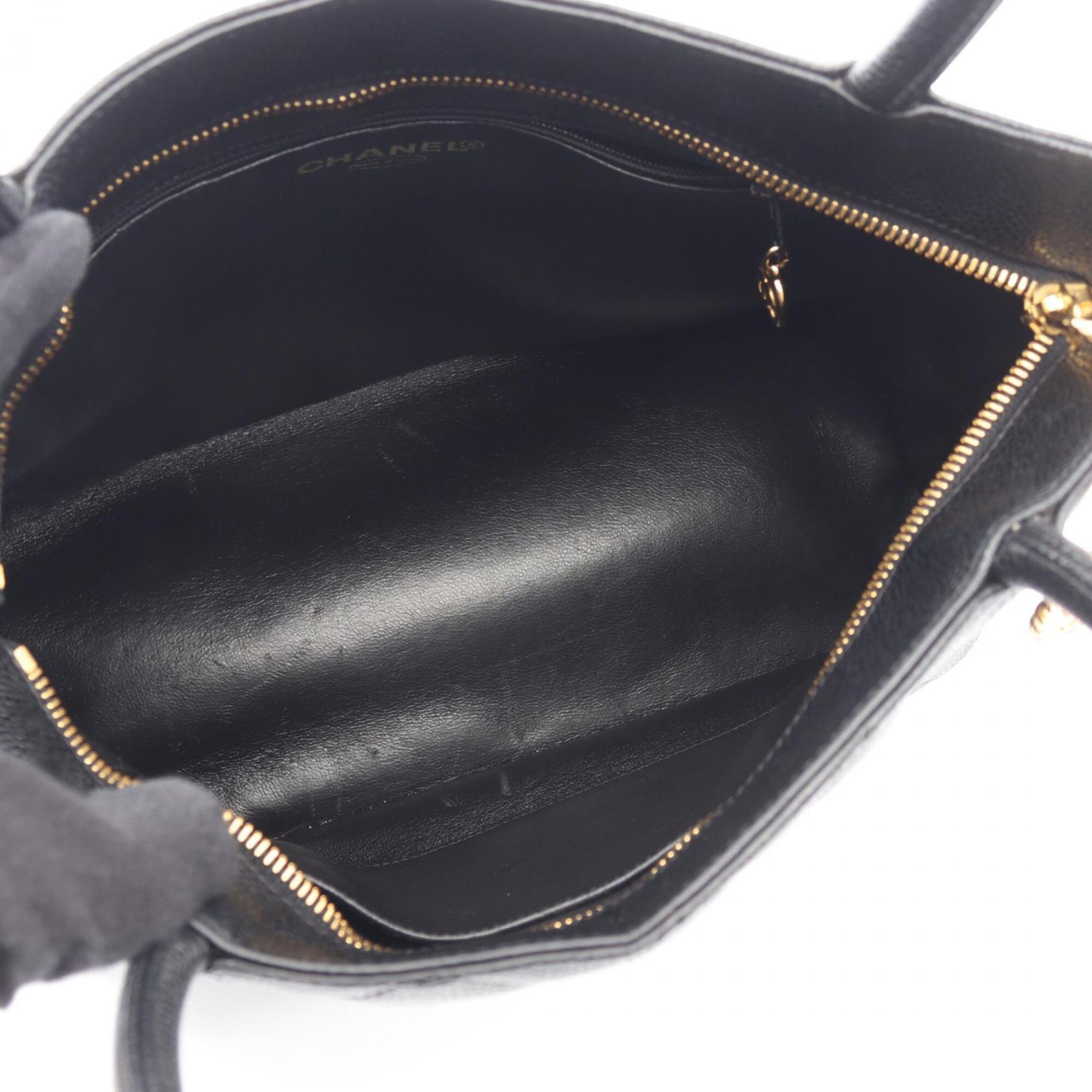 Chanel Black Grained Calfskin Handbag Tote Bag (Pre-Owned)
