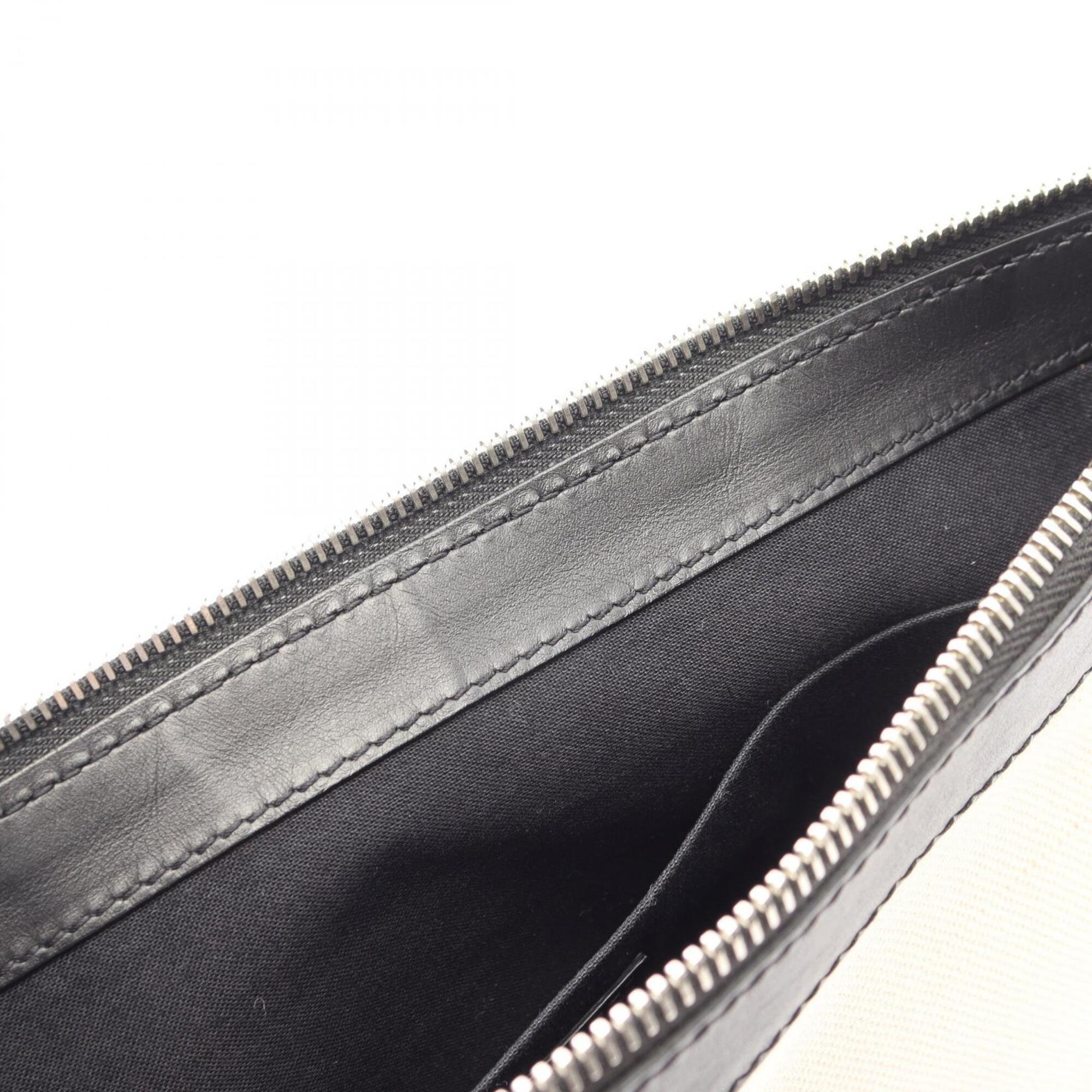 Balenciaga Black Ivory Canvas Leather Clutch Bag (Pre-Owned)
