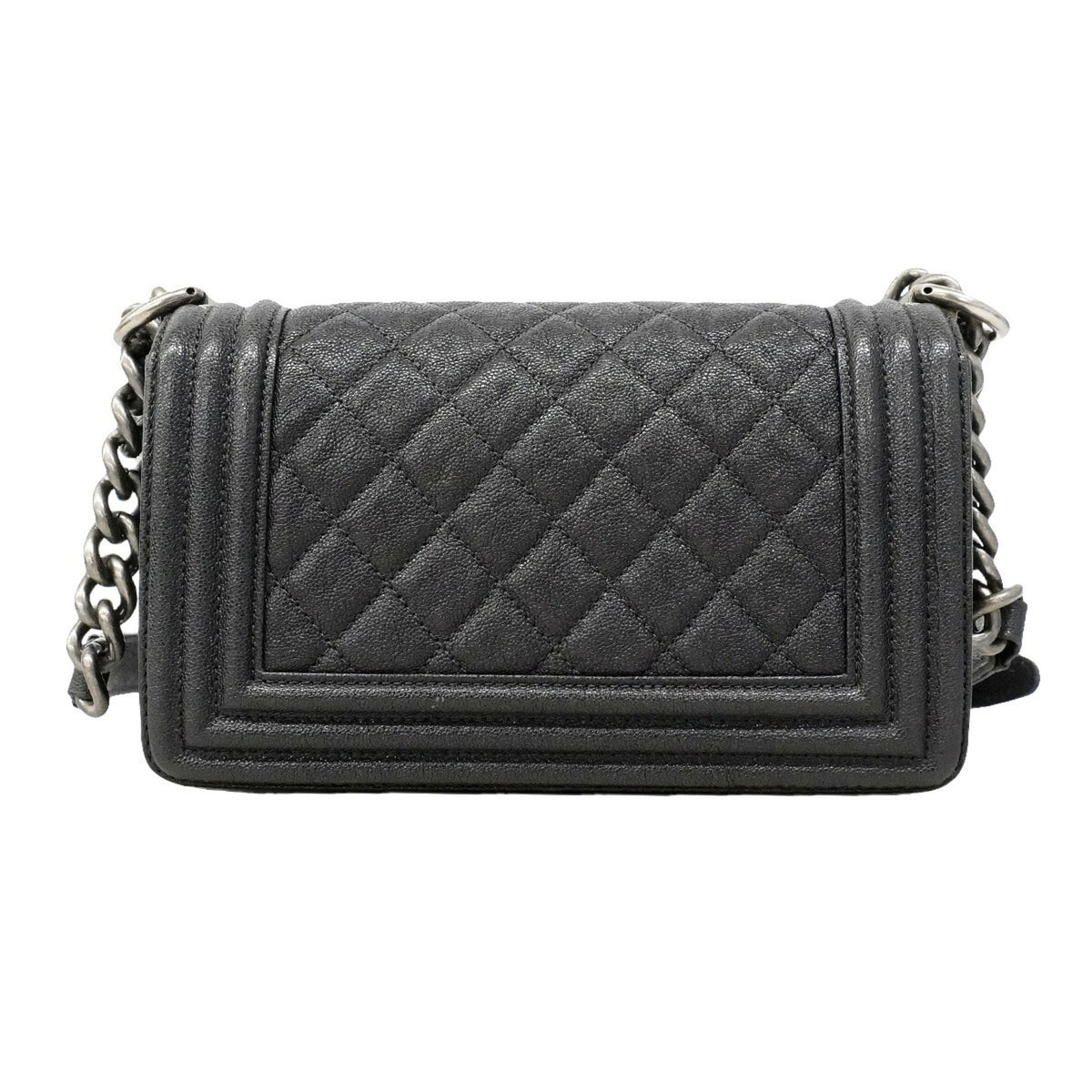 Chanel Gray Grained Calfskin Shoulder Bag (Pre-Owned)