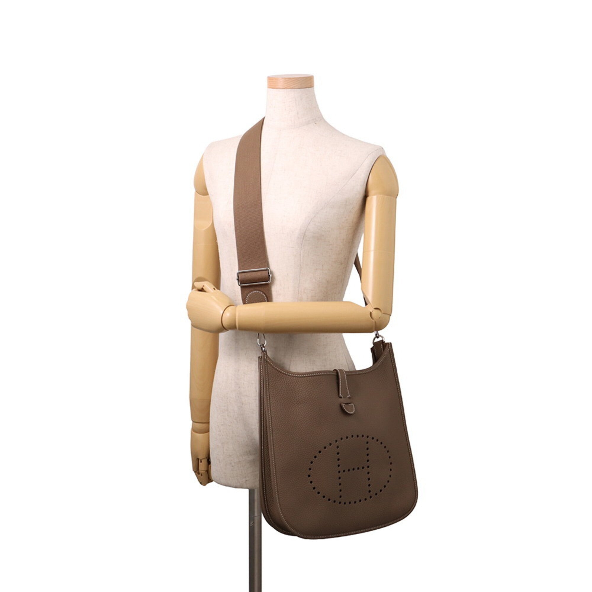 Hermes Etoupe Gray Taurillon Clemence Leather Handbag Shoulder Bag (Pre-Owned)