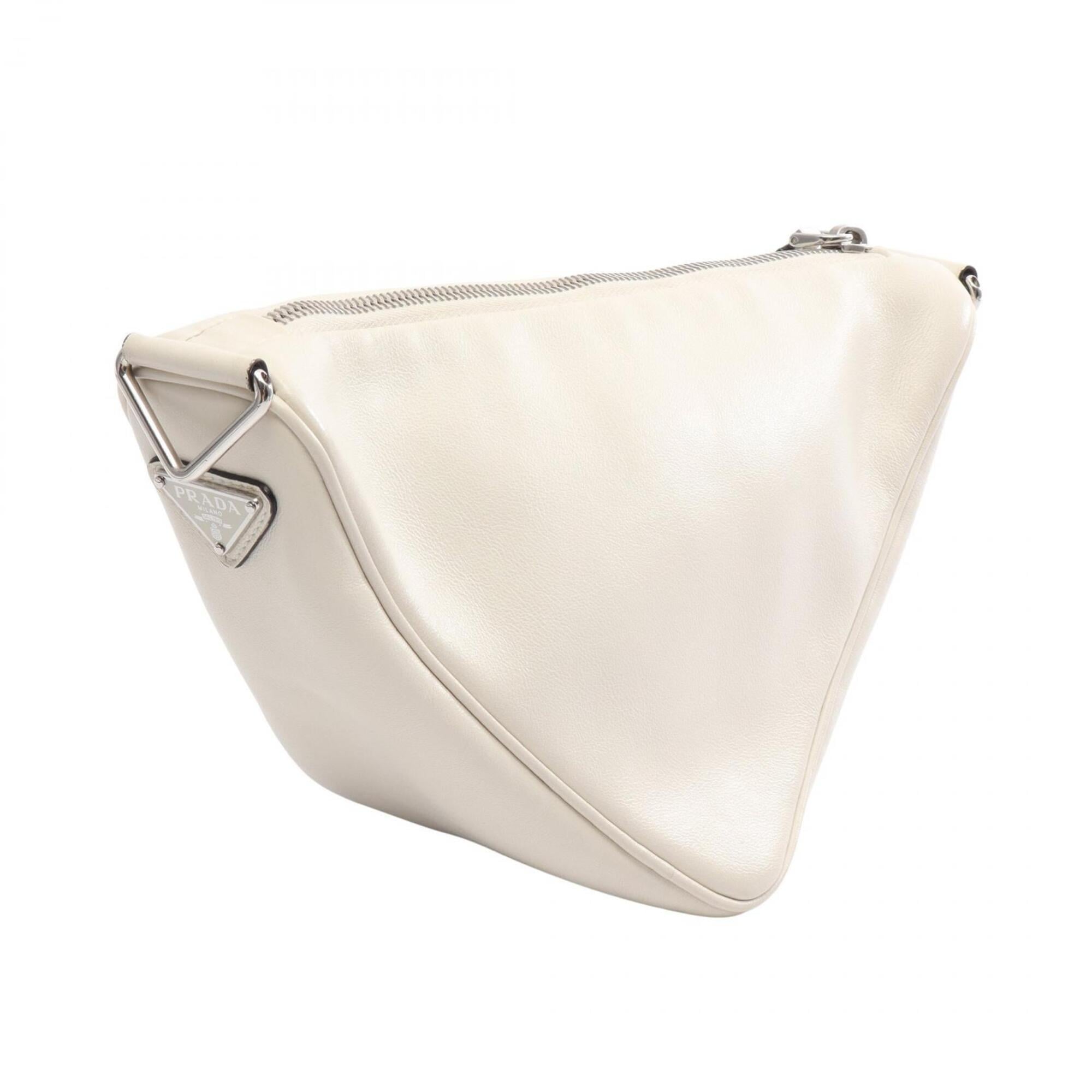 Prada White Leather Handbag Shoulder Bag (Pre-Owned)