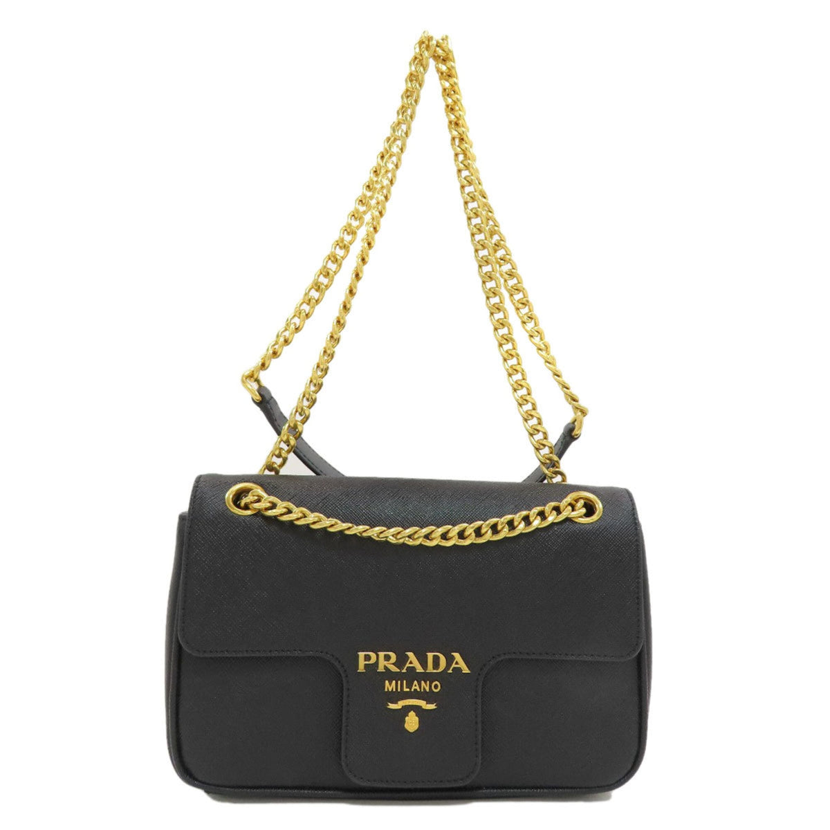 Prada Saffiano Black Saffiano Shoulder Bag (Pre-Owned)