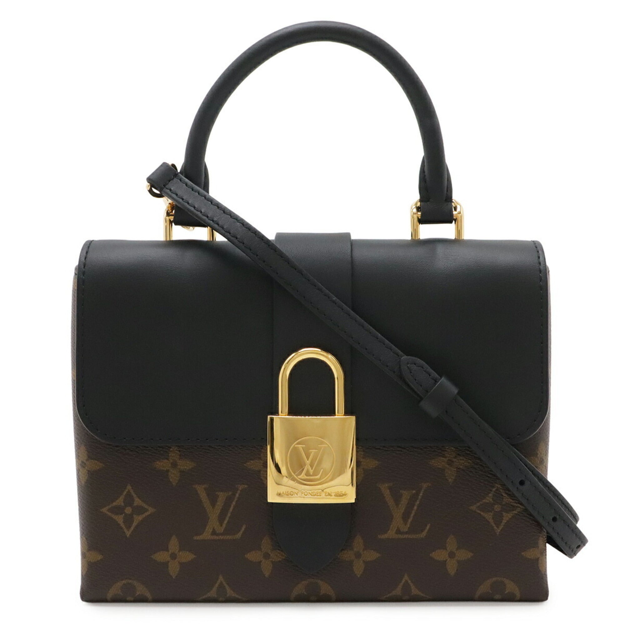 Louis Vuitton Noir Monogram Canvas Leather Handbag Shoulder Bag (Pre-Owned)