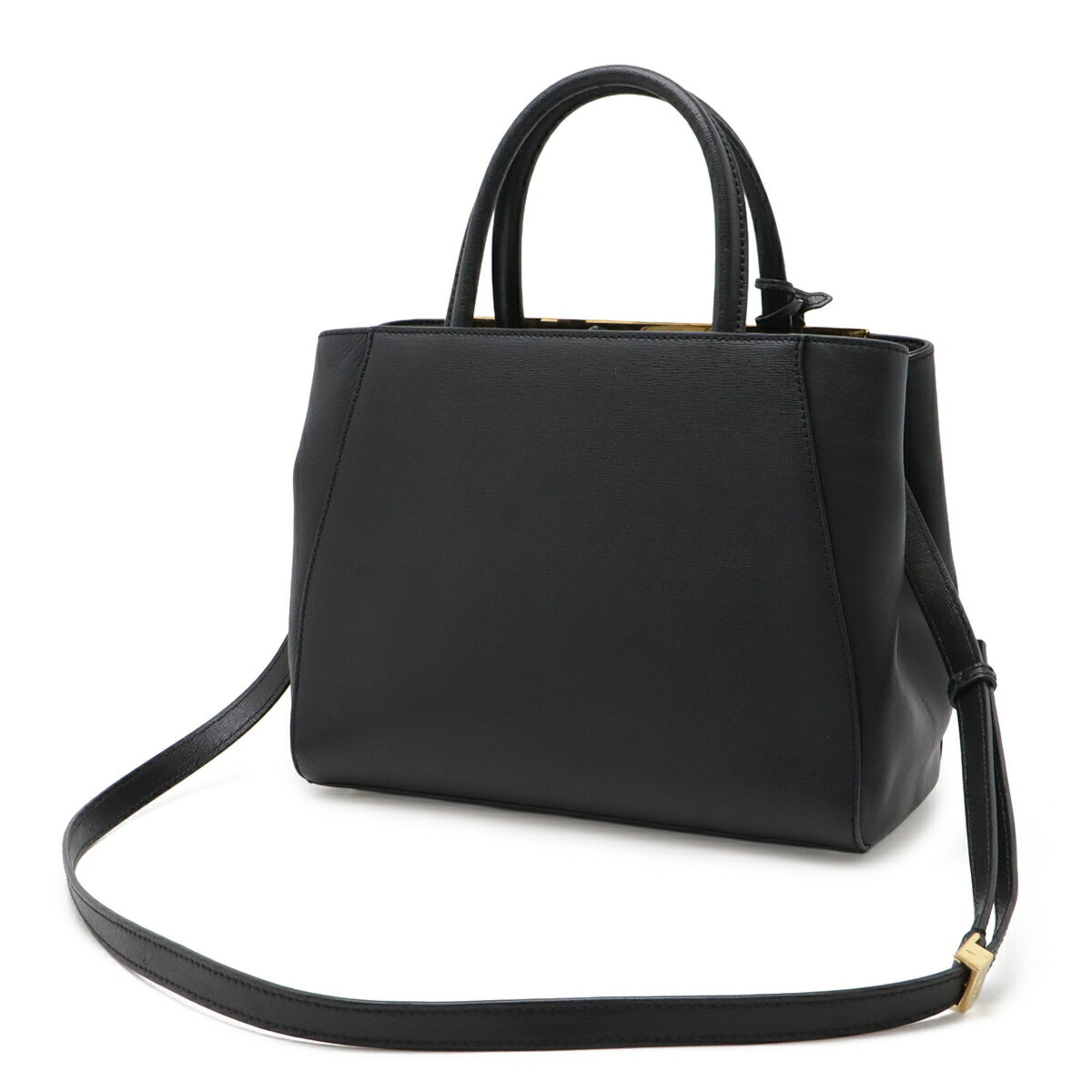 Fendi Black Leather Handbag Shoulder Bag Tote Bag (Pre-Owned)