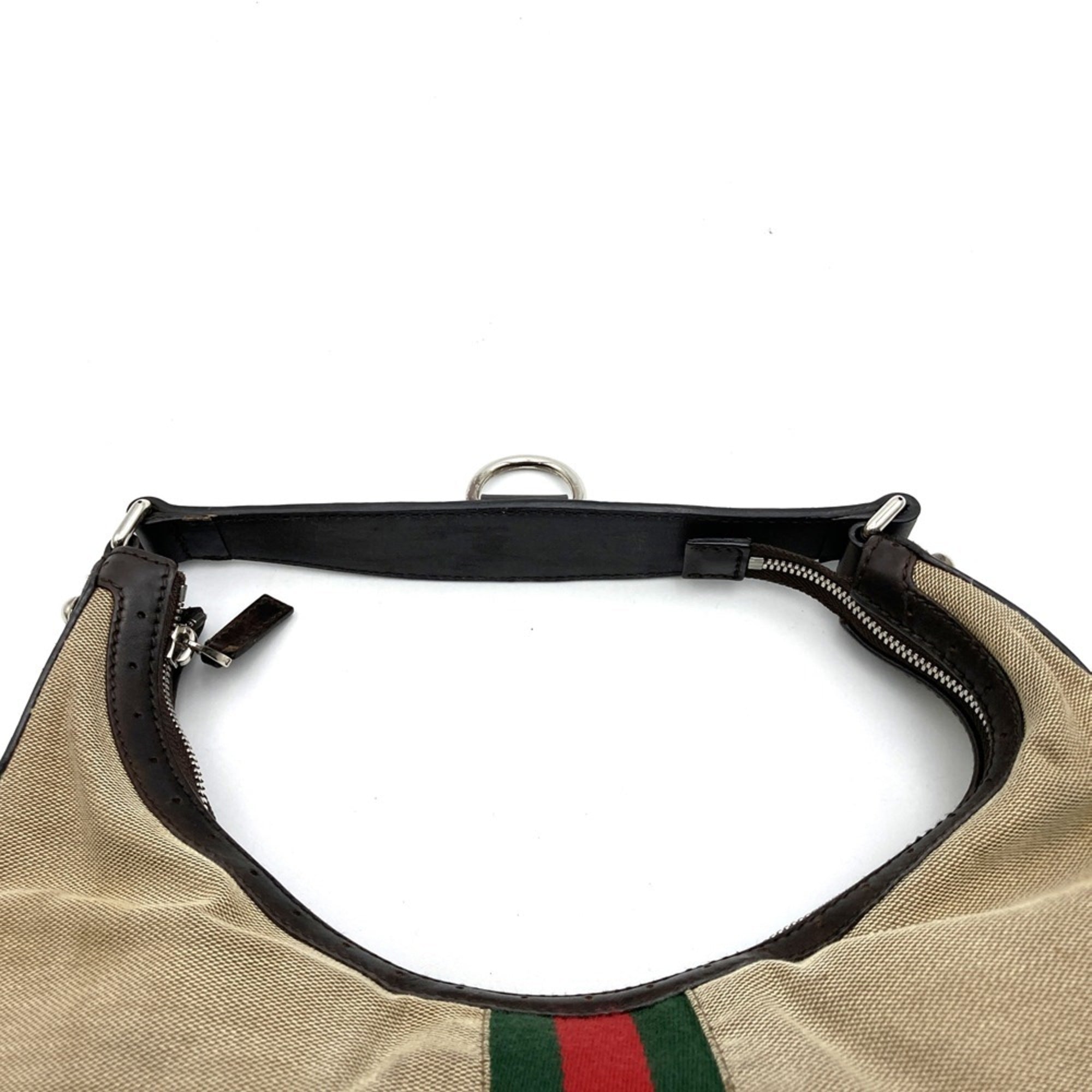 Gucci Beige Canvas Leather Handbag Shoulder Bag (Pre-Owned)