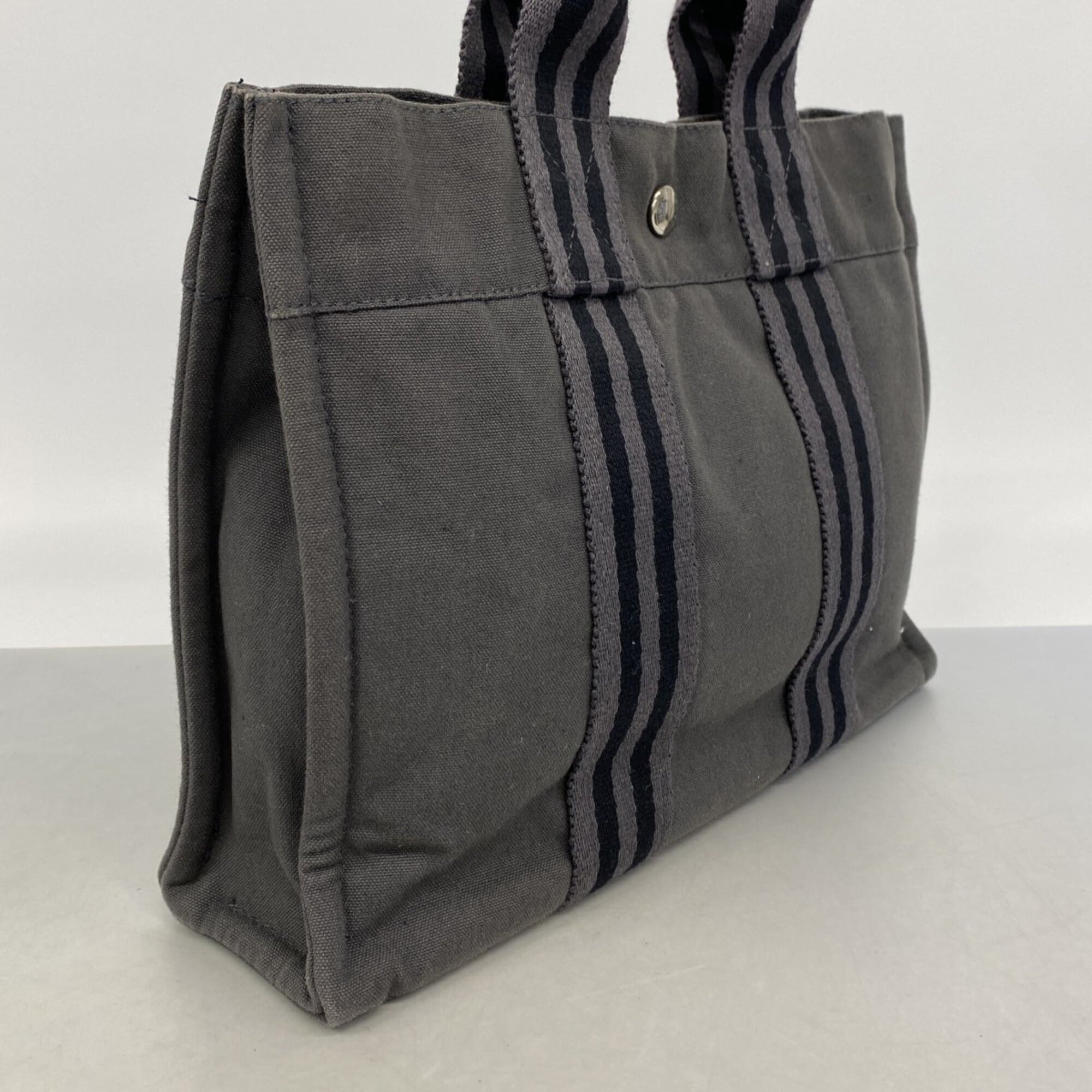 Hermes Gray Canvas Handbag (Pre-Owned)