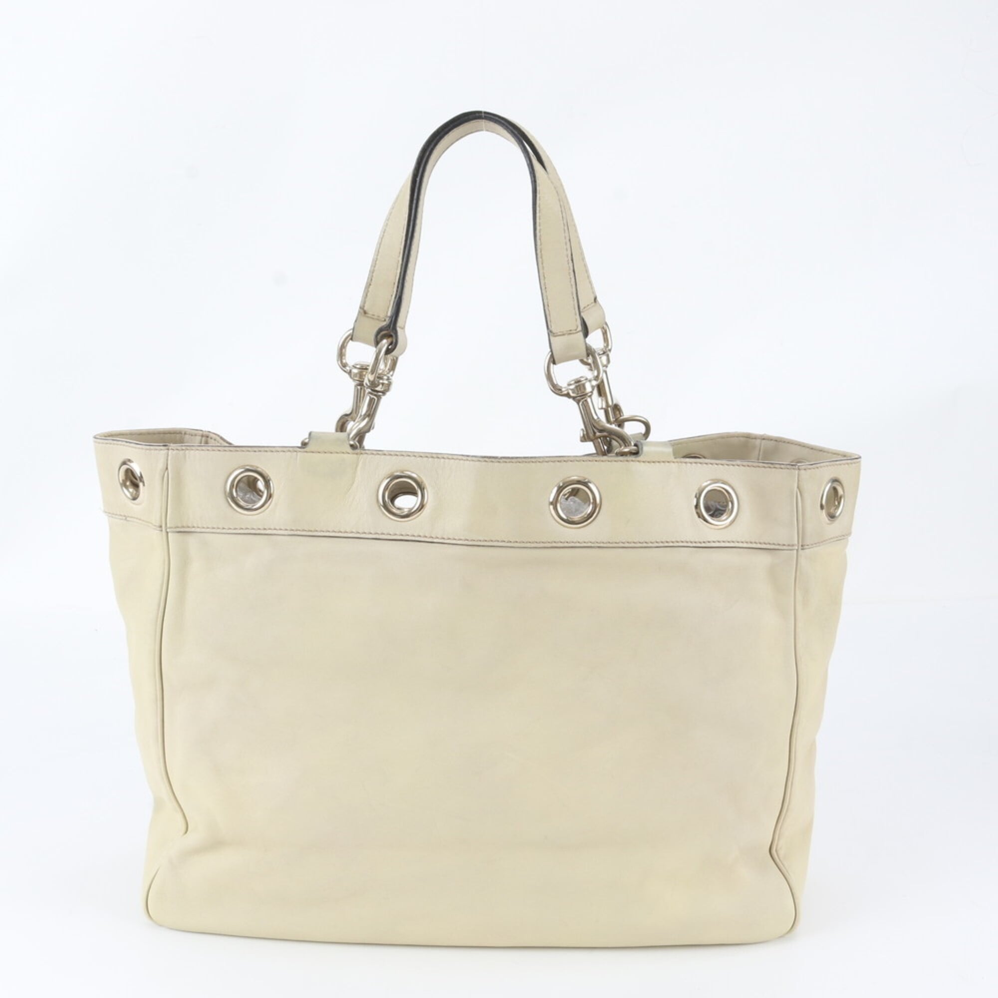 Gucci Beige Cream Leather Handbag Shoulder Bag Tote Bag (Pre-Owned)