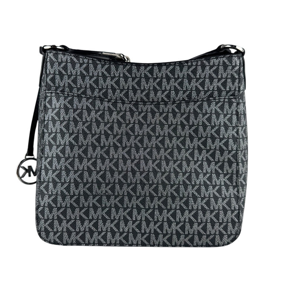 Michael Kors Black Silver Coated Canvas Leather Shoulder Bag (Pre-Owned)