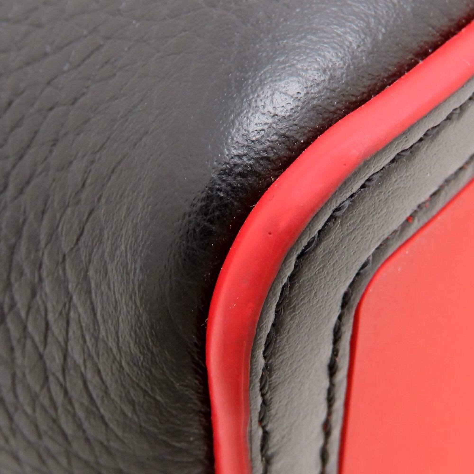 Christian Louboutin Black Red Color Leather Handbag (Pre-Owned)