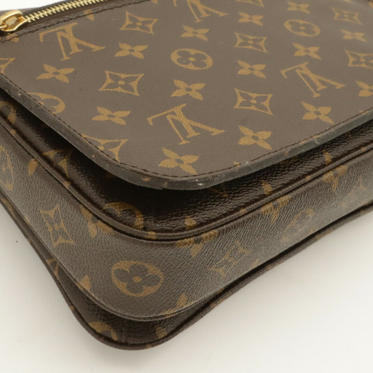 Louis Vuitton Brown Vinyl Clutch Bag Handbag Pochette Shoulder Bag (Pre-Owned)