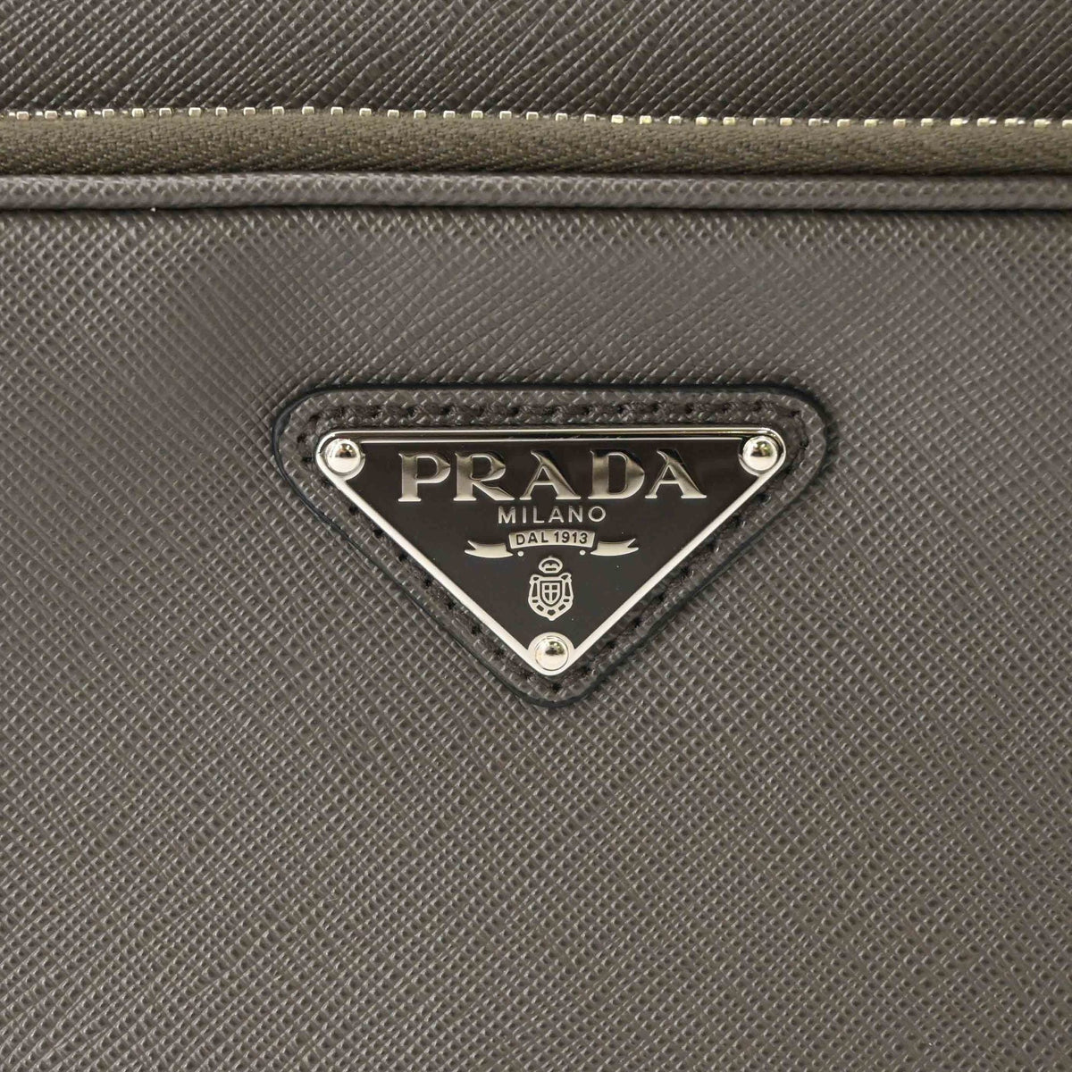 Prada Saffiano Gray Leather Pouch Shoulder Bag (Pre-Owned)