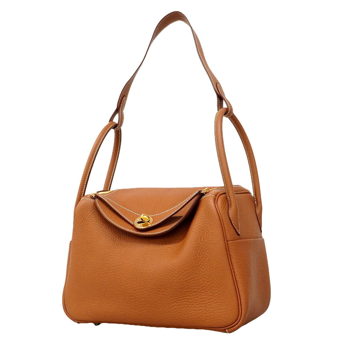 Hermes Gold Taurillon Clemence Leather Handbag (Pre-Owned)
