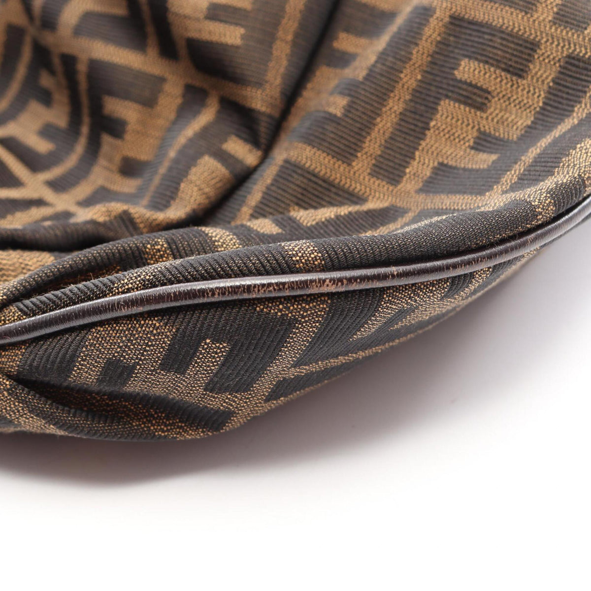 Fendi Black Brown Canvas Leather Handbag Shoulder Bag (Pre-Owned)