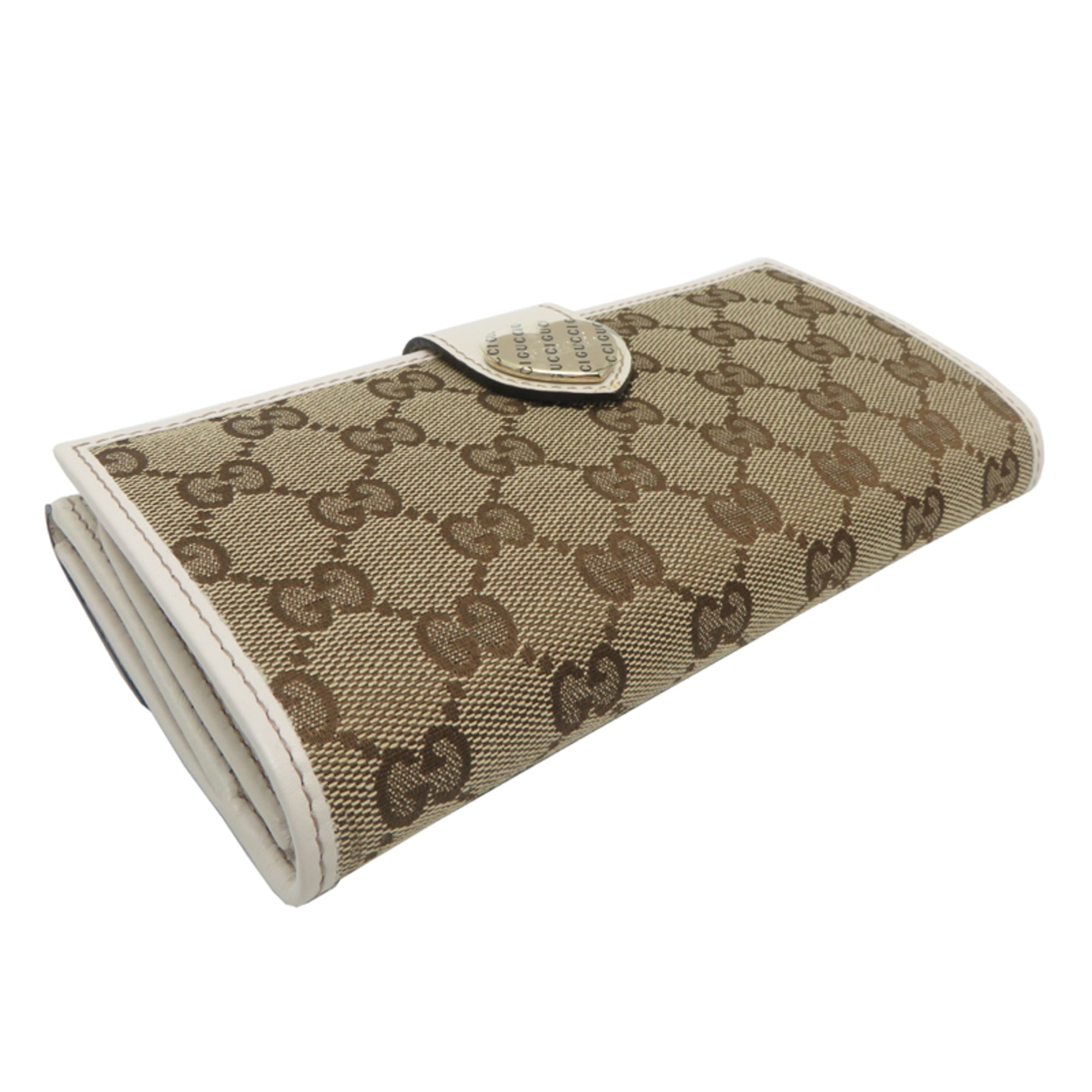 Gucci Brown Canvas Leather Long Wallet (Bi-Fold) (Pre-Owned)