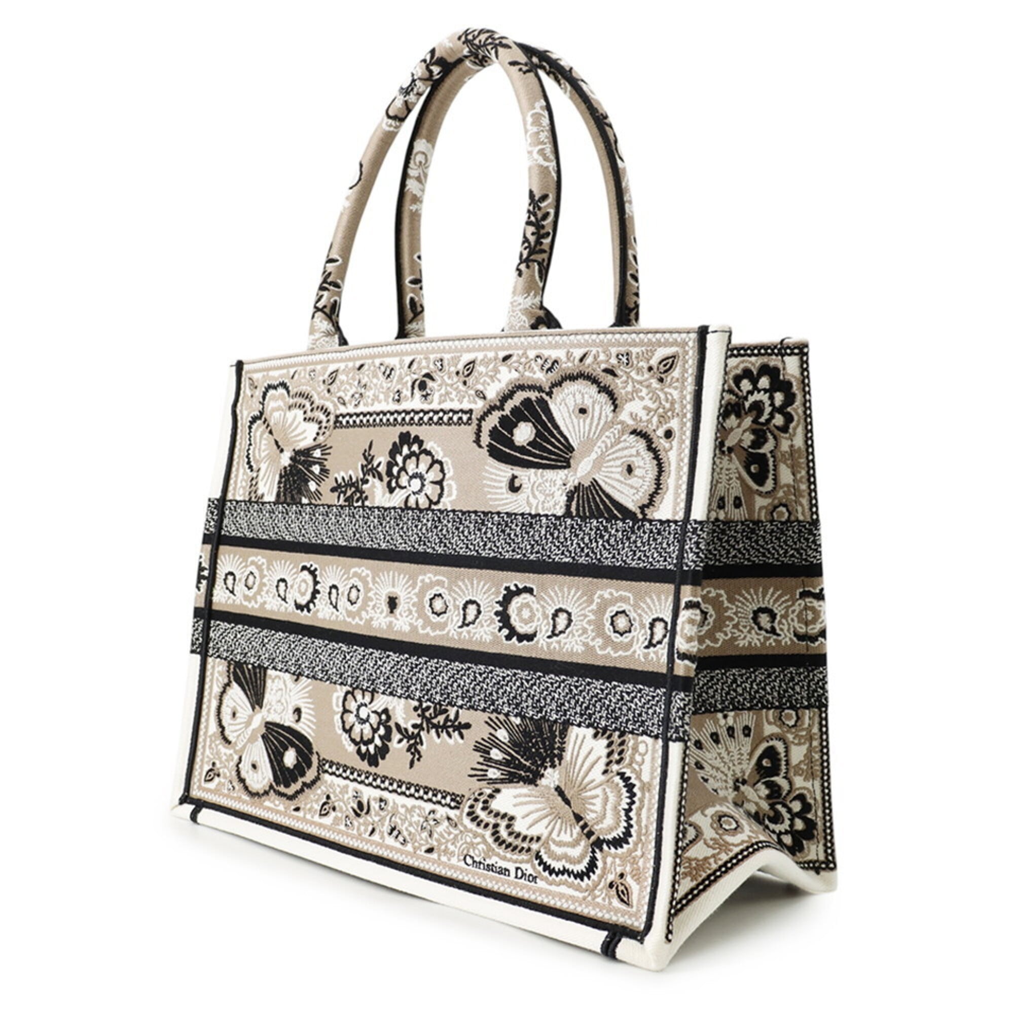 Christian Dior Beige White Canvas Tote Bag (Pre-Owned)