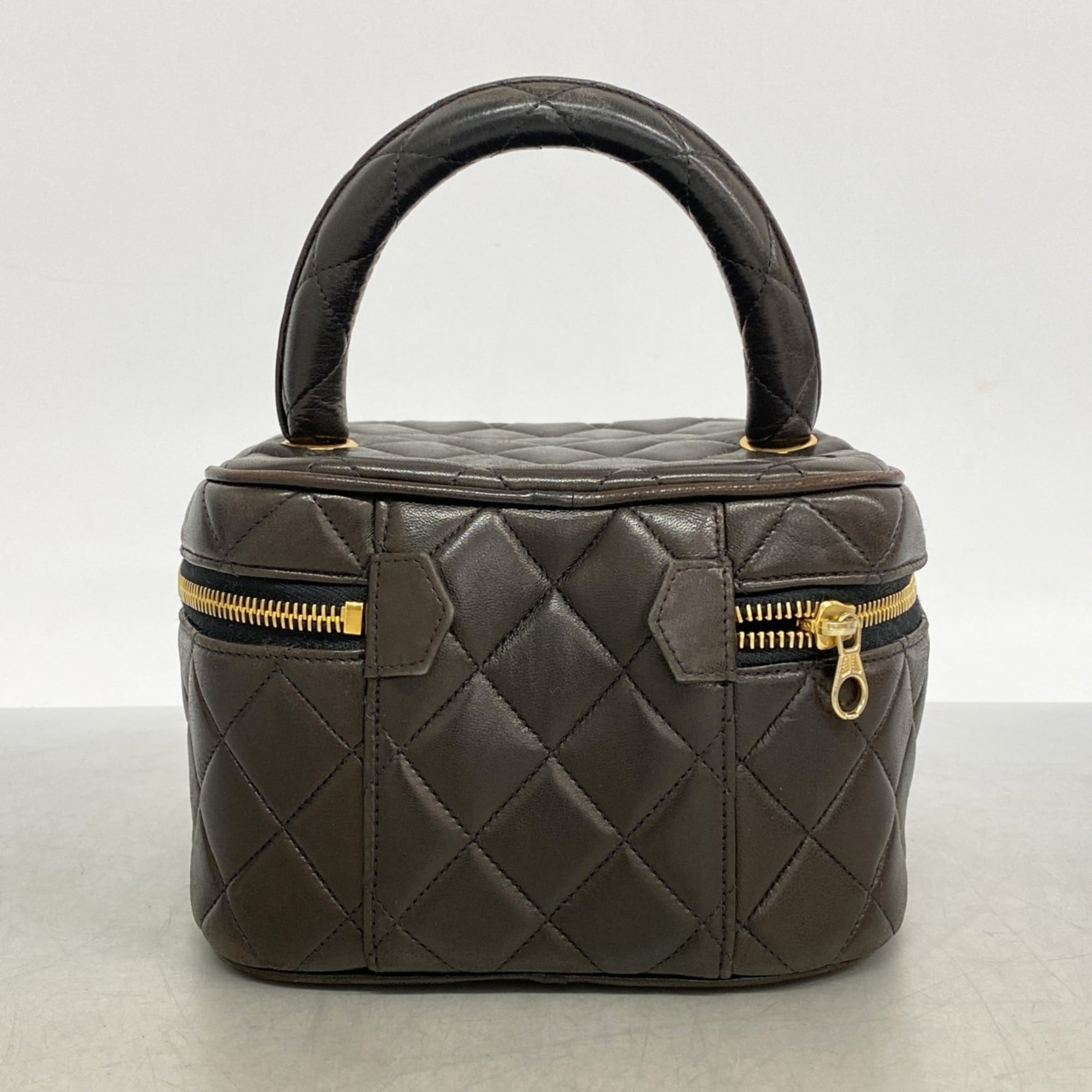 Chanel Black Leather Handbag Vanity Bag (Pre-Owned)