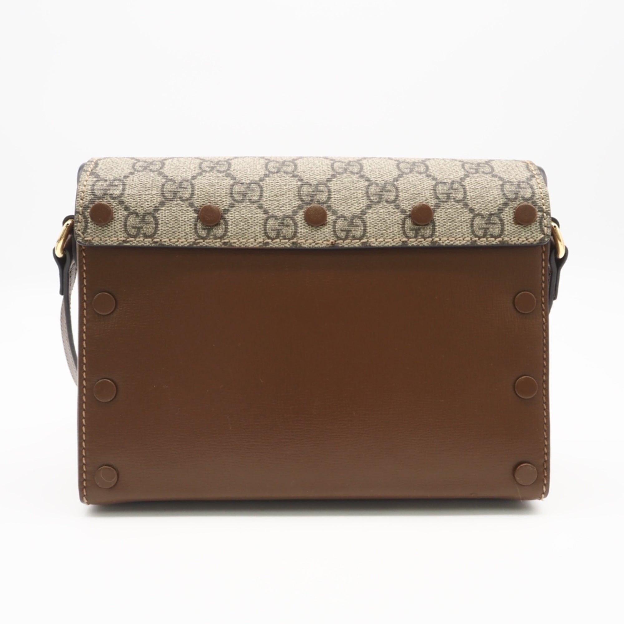 Gucci Beige Brown Red Color Coated Canvas Leather Shoulder Bag (Pre-Owned)