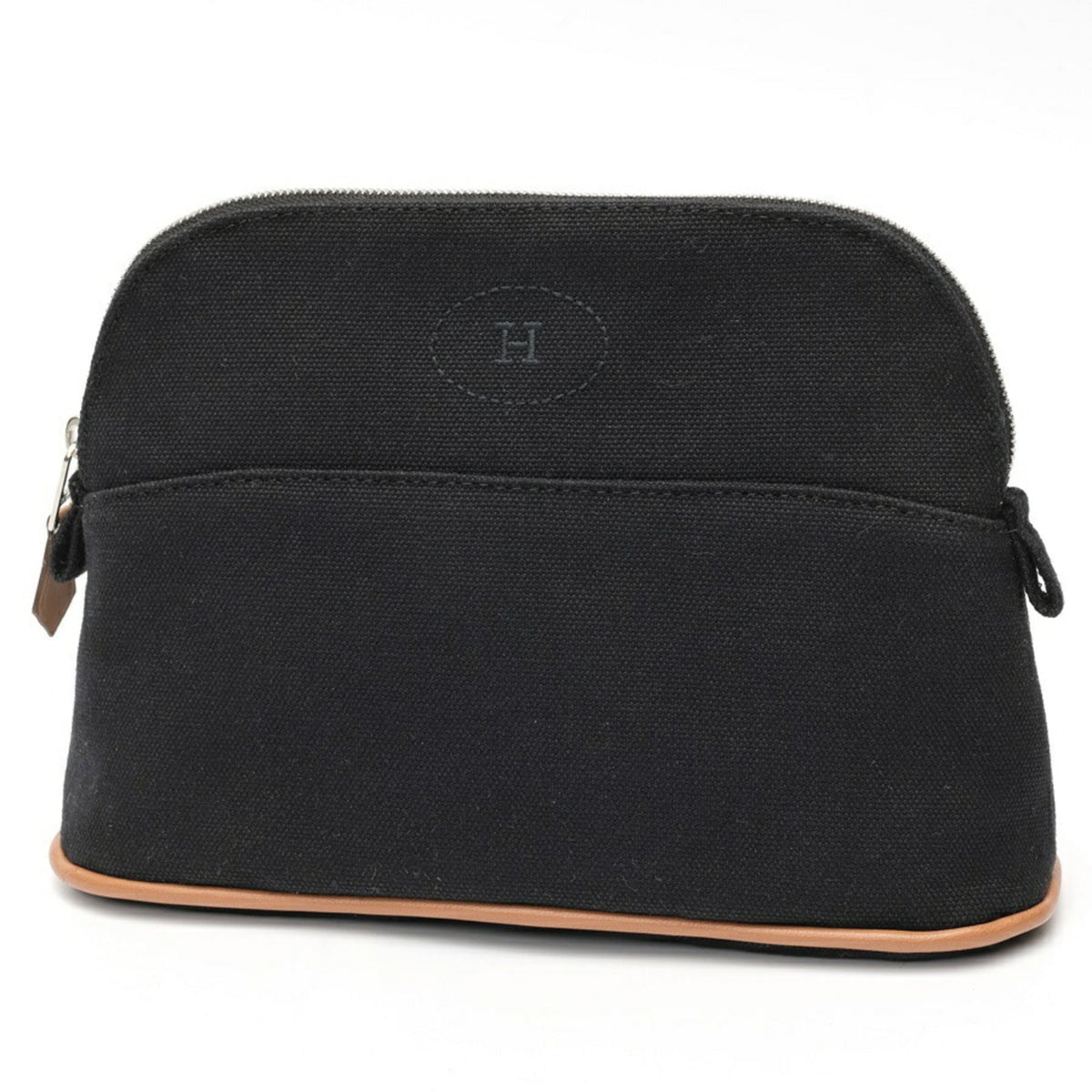 Hermes Black Canvas Leather Pouch (Pre-Owned)