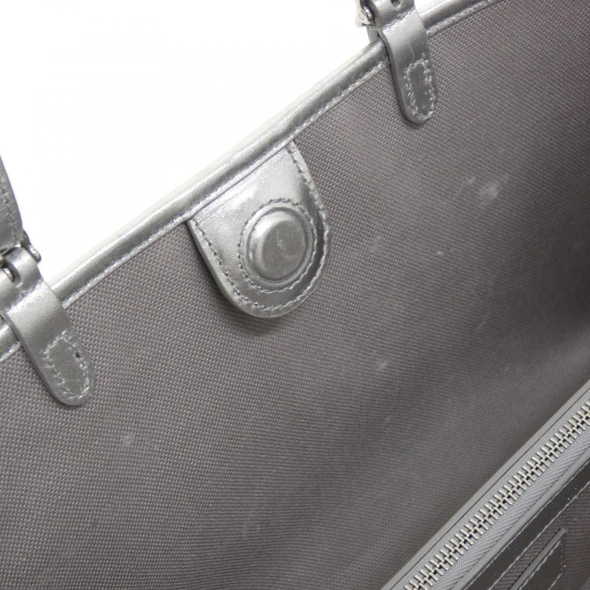 Gucci Beige Silver Coated Canvas Leather Handbag (Pre-Owned)