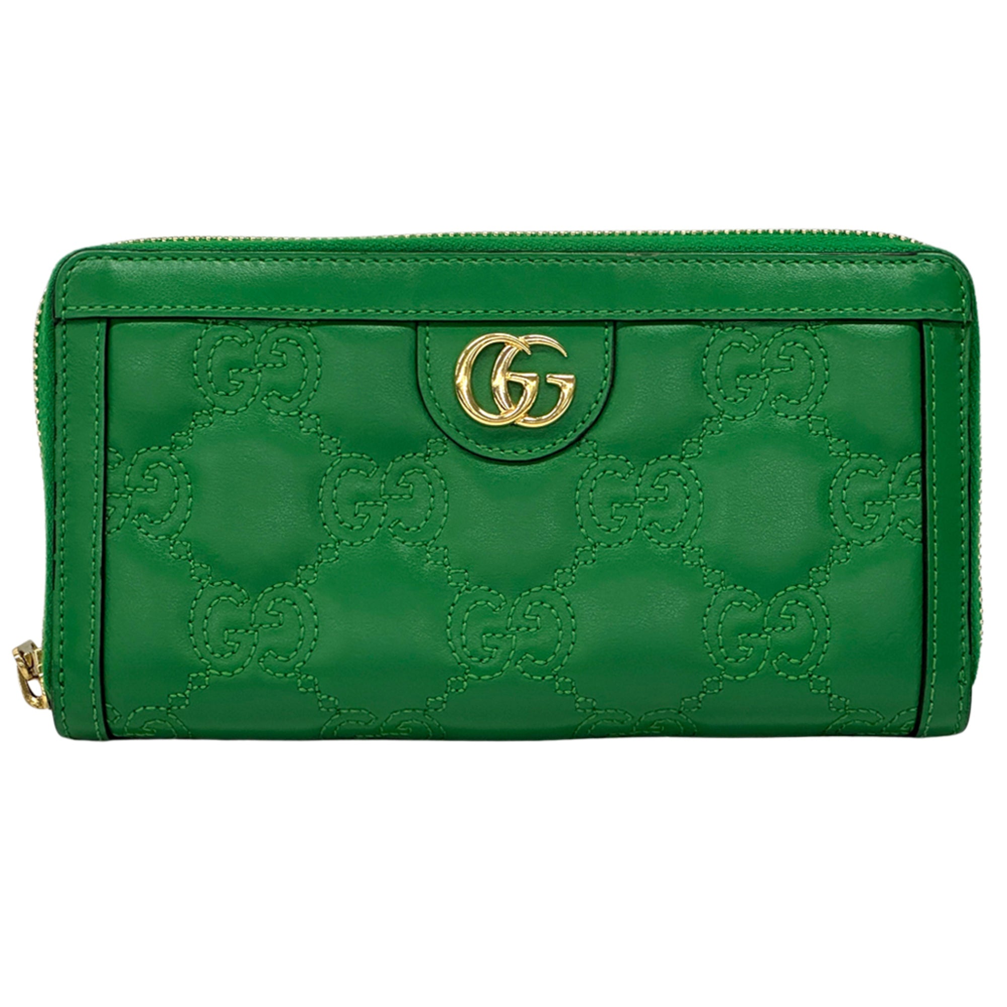 Gucci Green Leather Long Wallet (Bi-Fold) (Pre-Owned)
