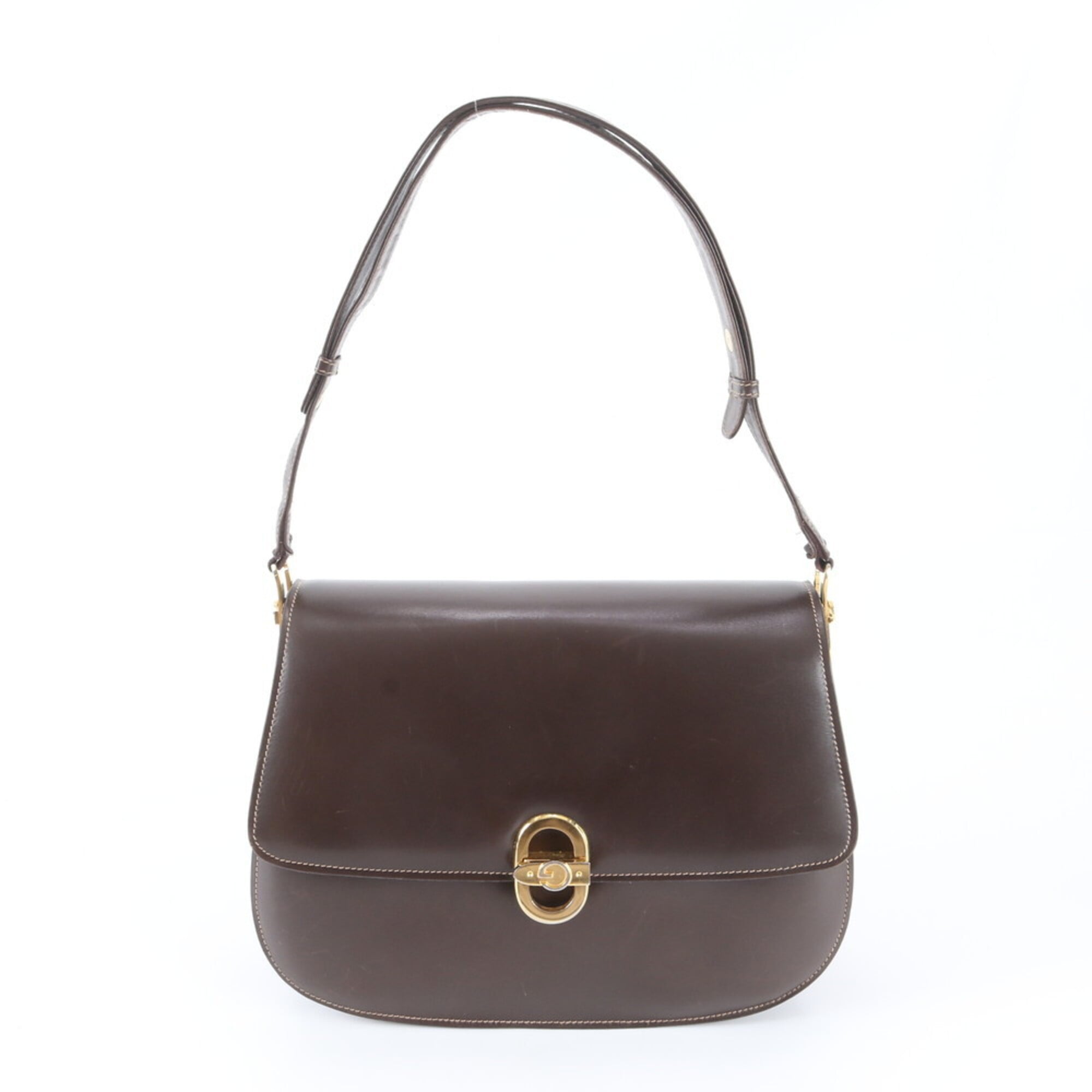 Gucci Dark Brown Leather Handbag Shoulder Bag Tote Bag (Pre-Owned)