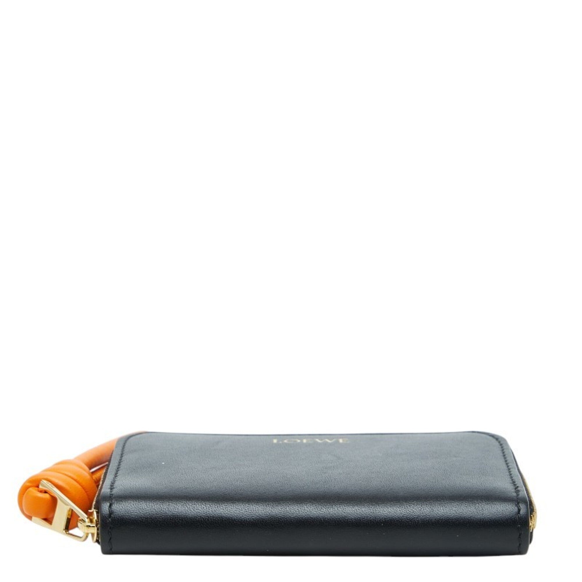 Loewe Black Orange Leather Coin Purse/Coin Case (Pre-Owned)