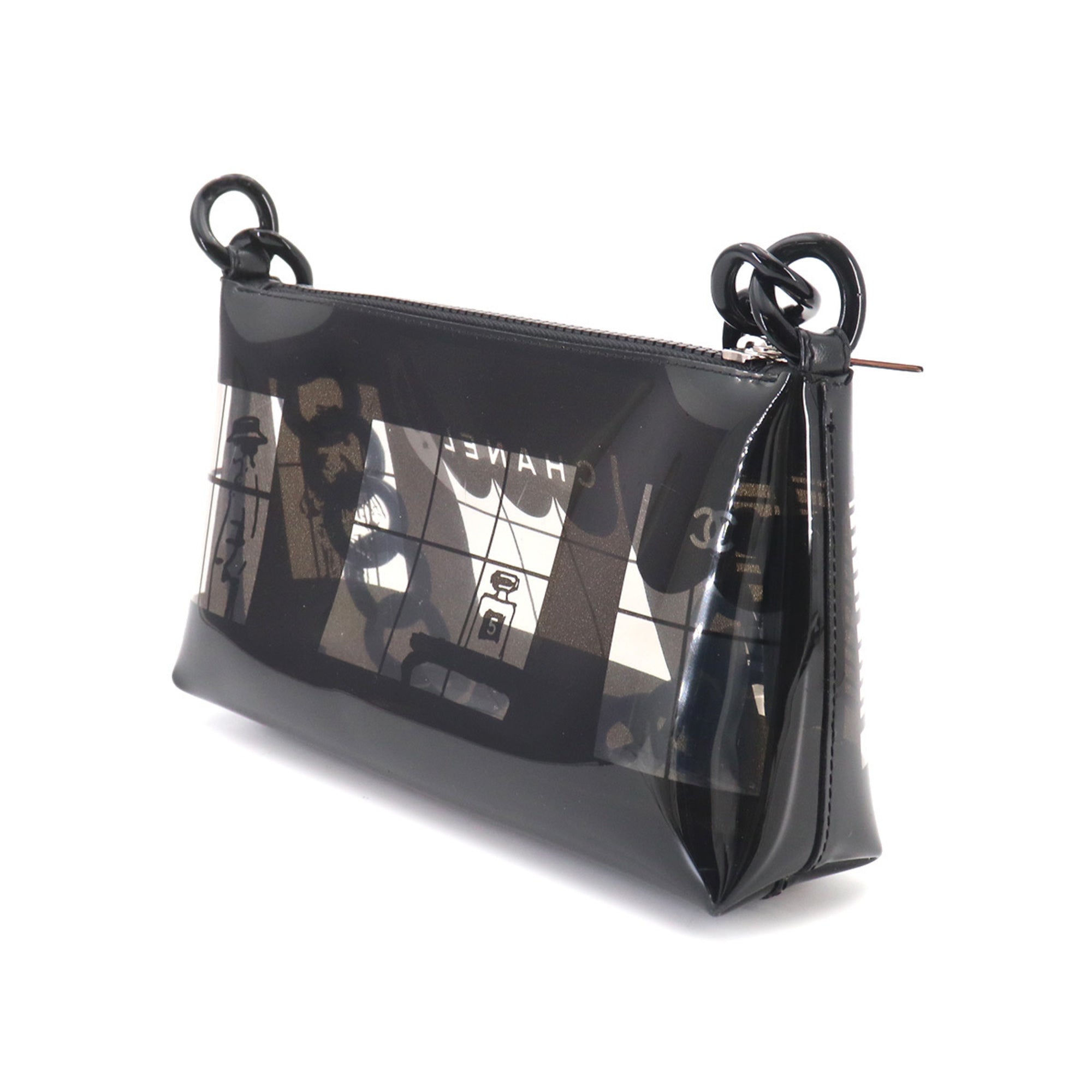 Chanel Black Clear Vinyl Shoulder Bag (Pre-Owned)