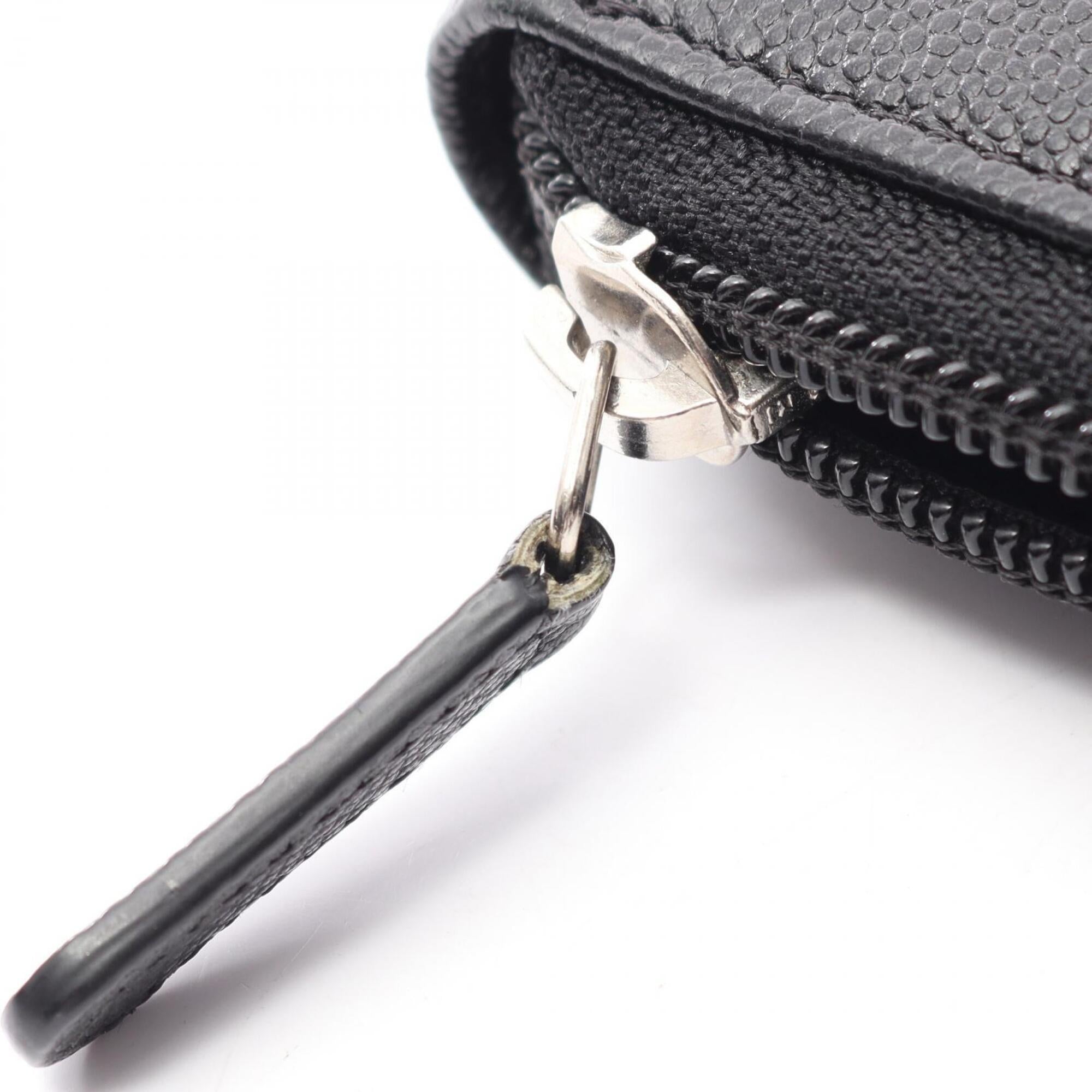Chanel Black Grained Calfskin Long Wallet (Bi-Fold) (Pre-Owned)